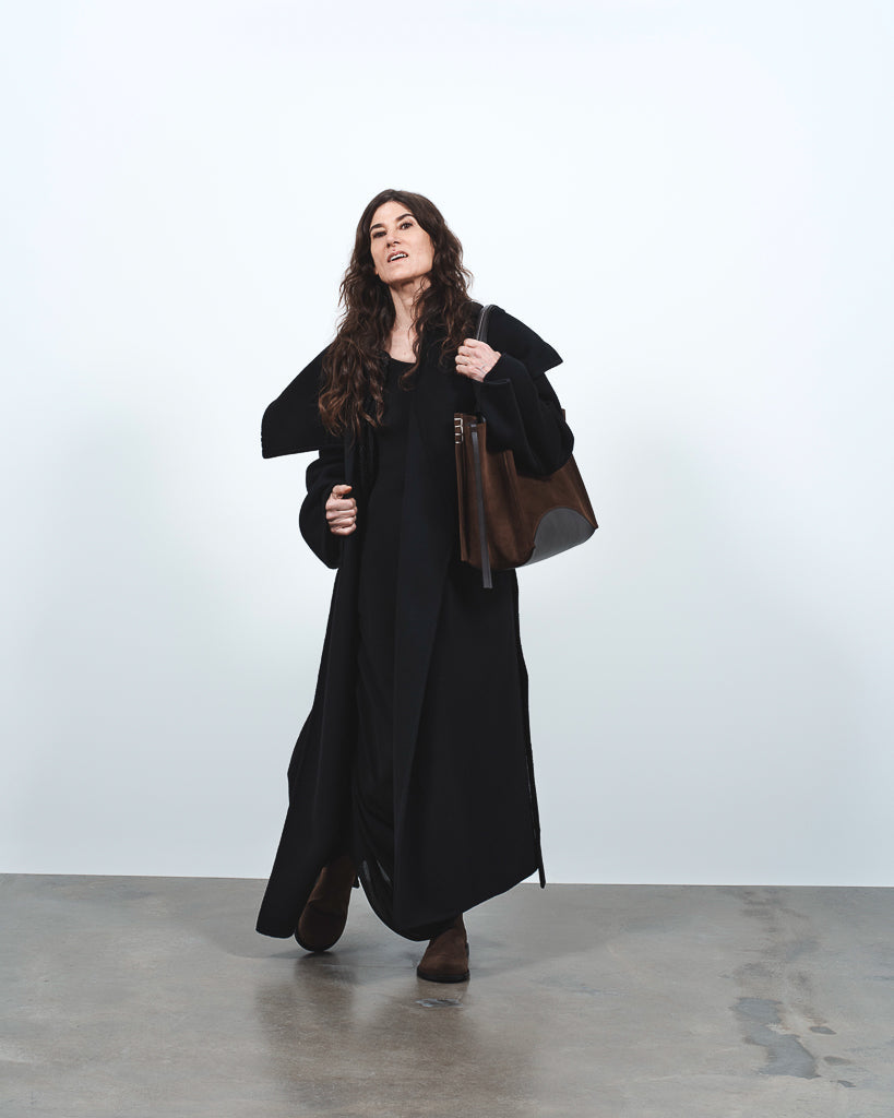 J.W.Anderson Longline Wrap Front Mantel Schwarz Doubleface
