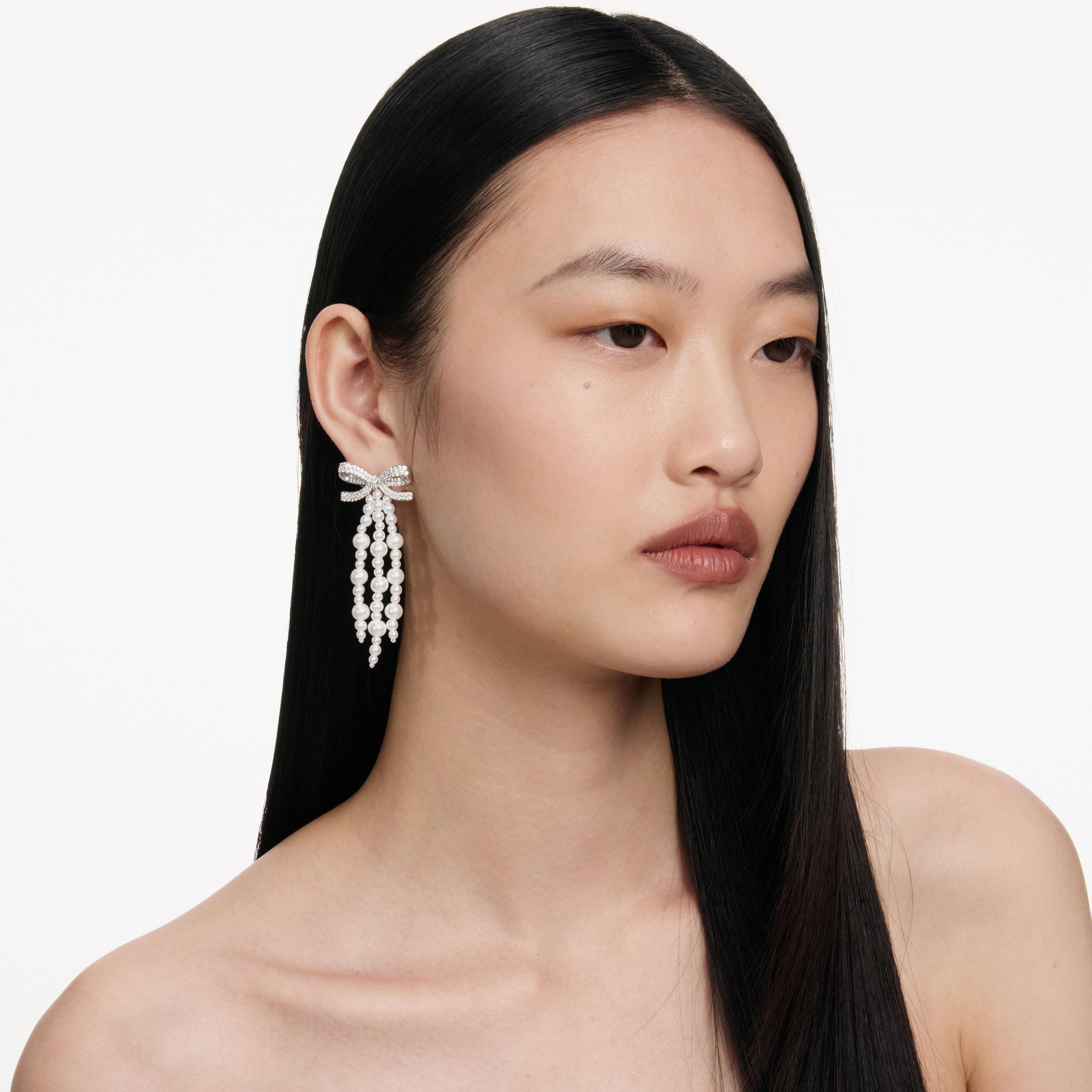 Self Portrait Bow Pearl Waterfall Earrings Ohrringe One Size