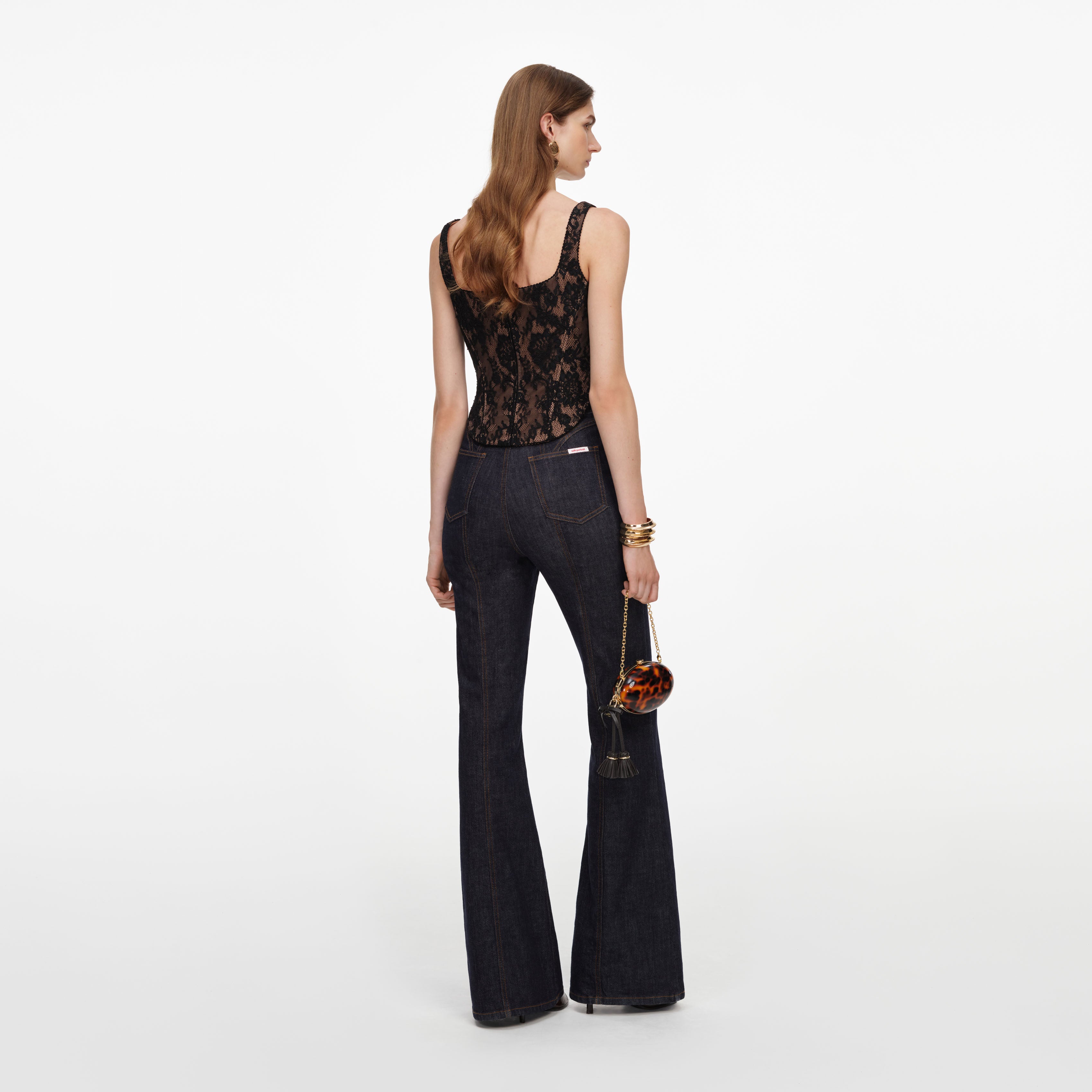 Self Portrait Black Lace Corset Top Schwarz UK 8 figurbetont