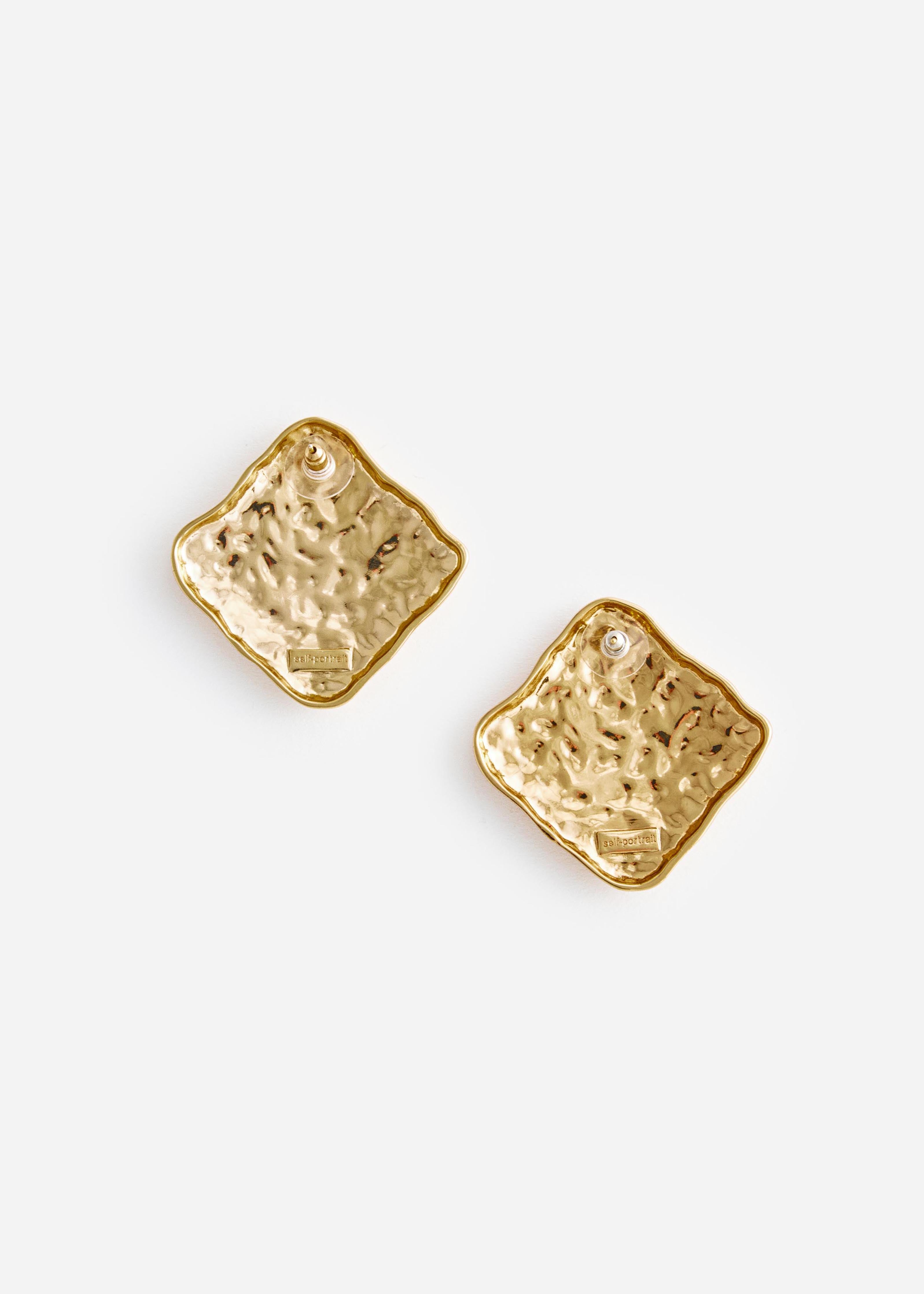 Self Portrait Jewellery Textured Gold Ohrringe One Size Square