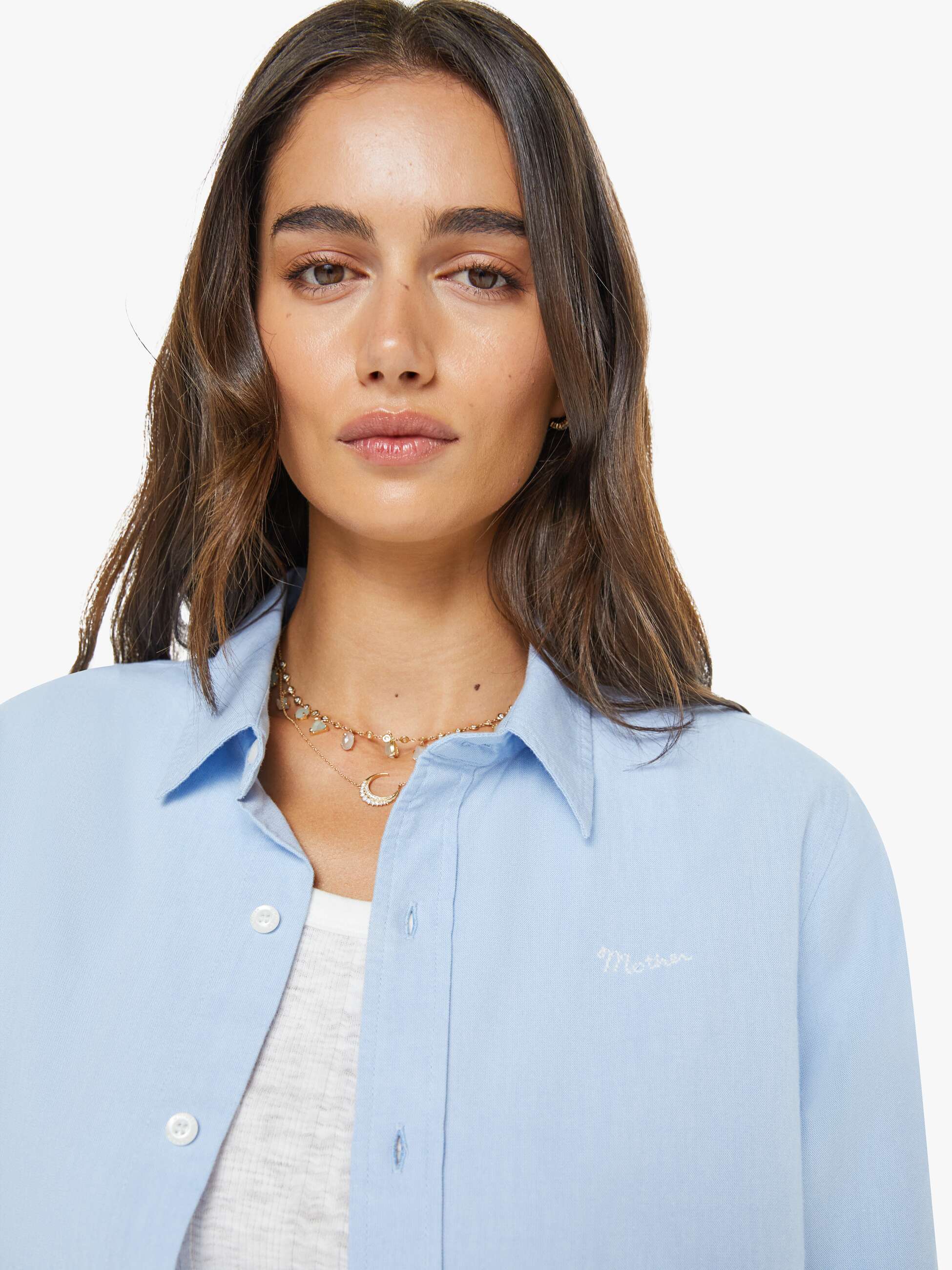 Mother The Bestie Hemd Light Blue Hellblau Baumwolle