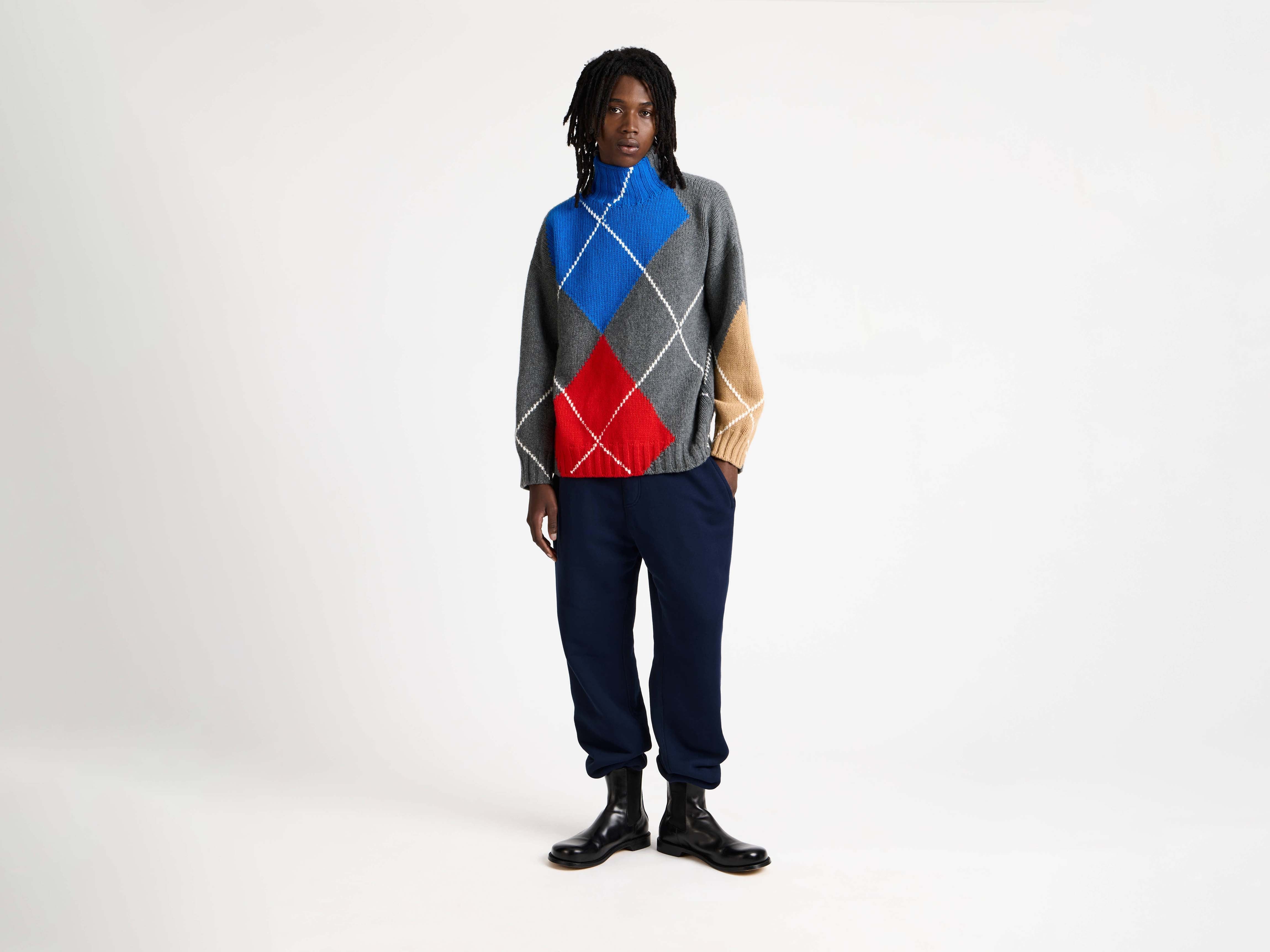 J.W.Anderson x Pringle Argyle Rollkragenpullover Wolle