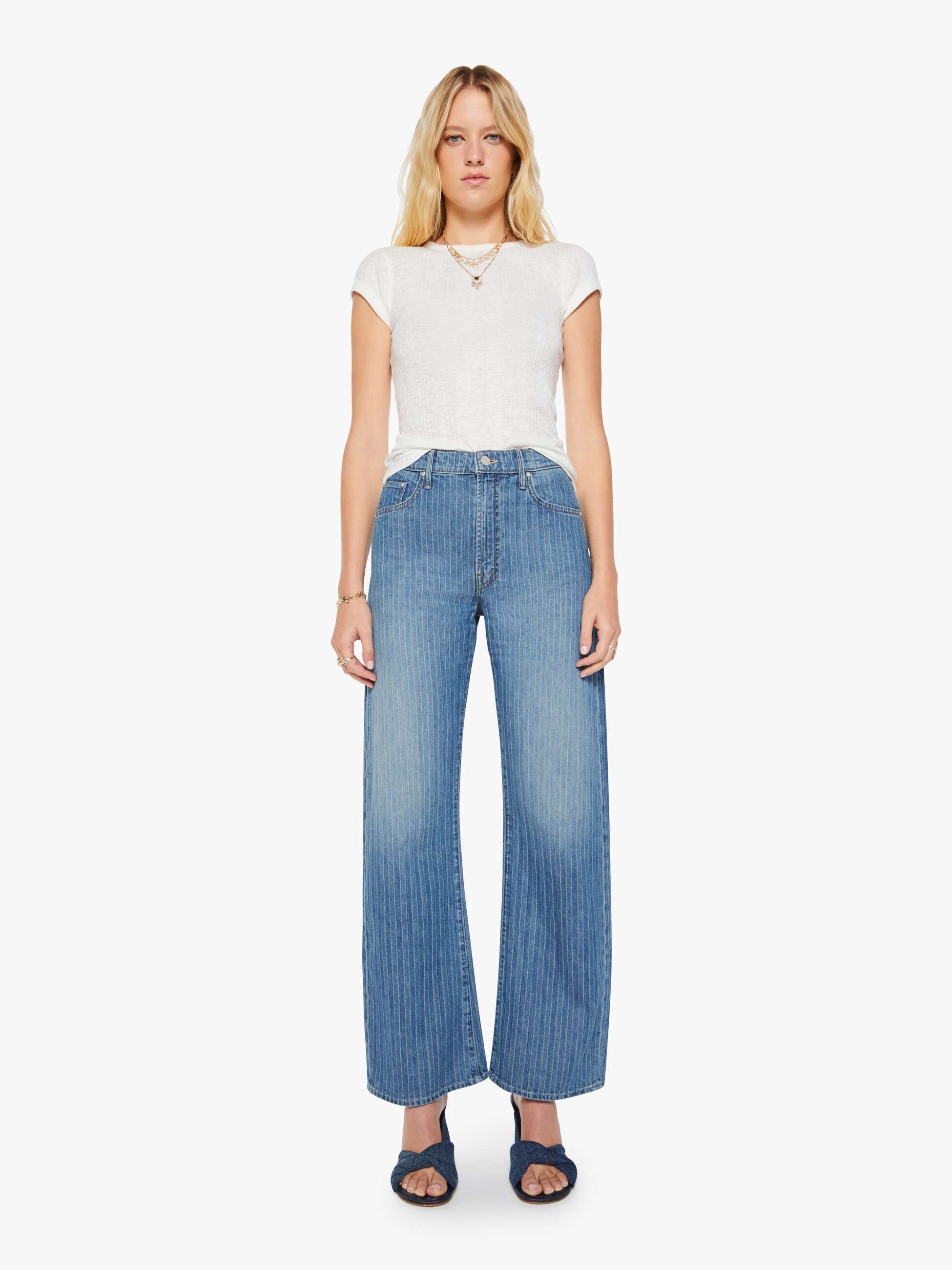 Mother Lasso Sneak Streamline Jeans Blau High Rise