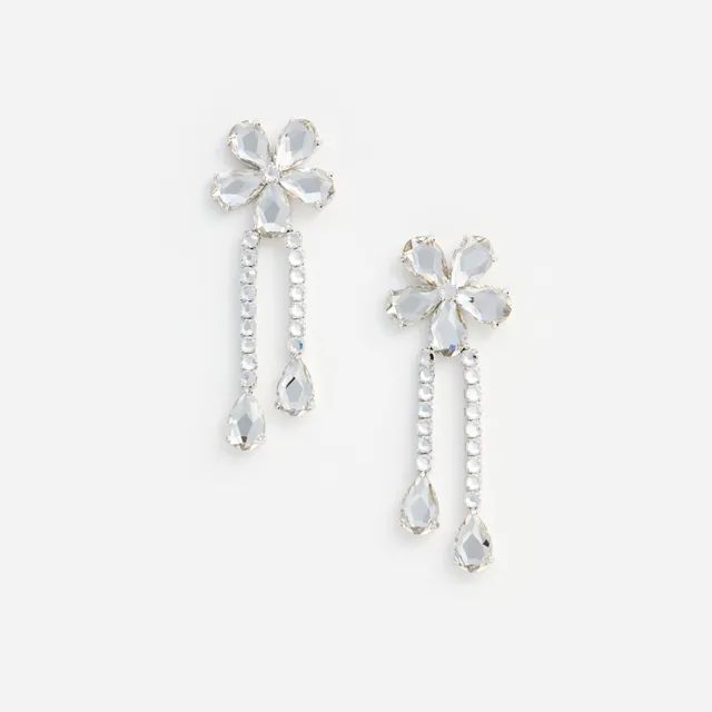 Self Portrait Crystal Flower Droplet Ohrringe Silber One Size Kristall
