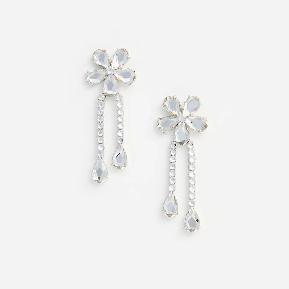 Self Portrait Crystal Flower Droplet Ohrringe Silber One Size Kristall