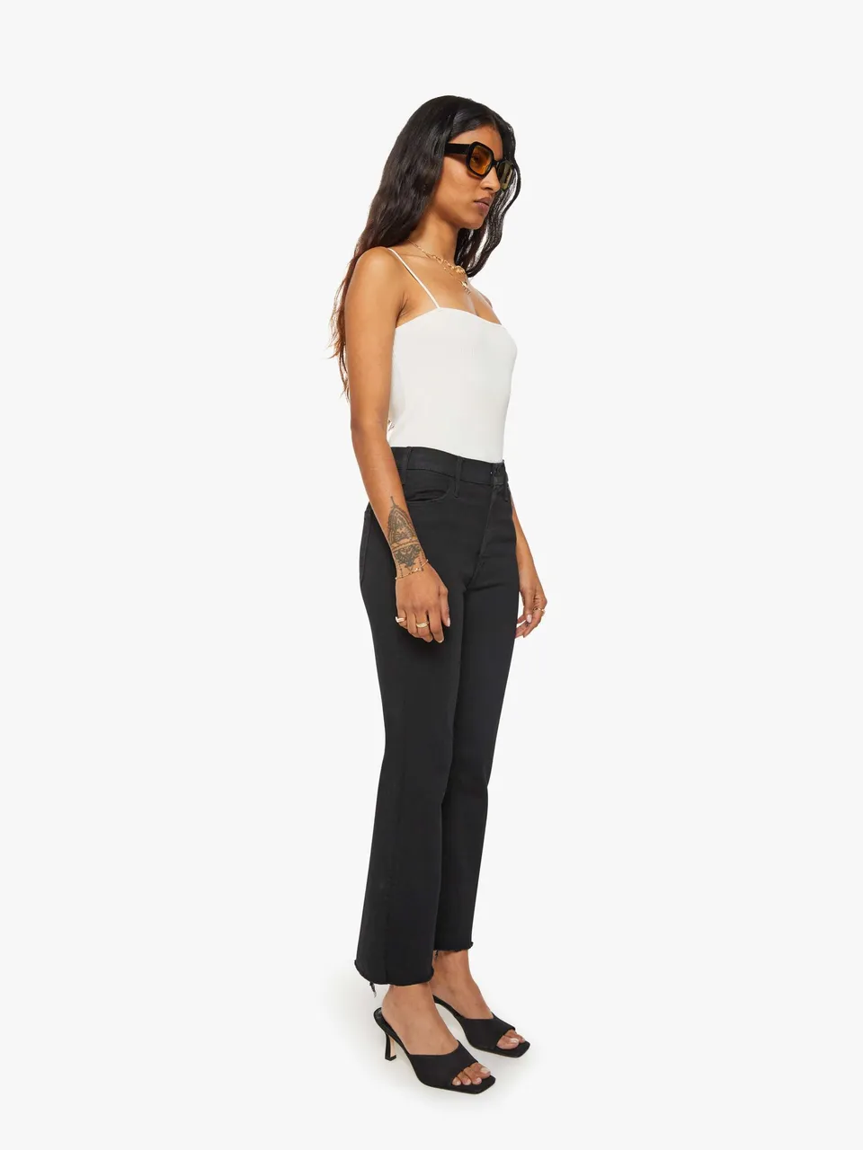 Mother The Lil Hustler Ankle Fray Jeans Schwarz