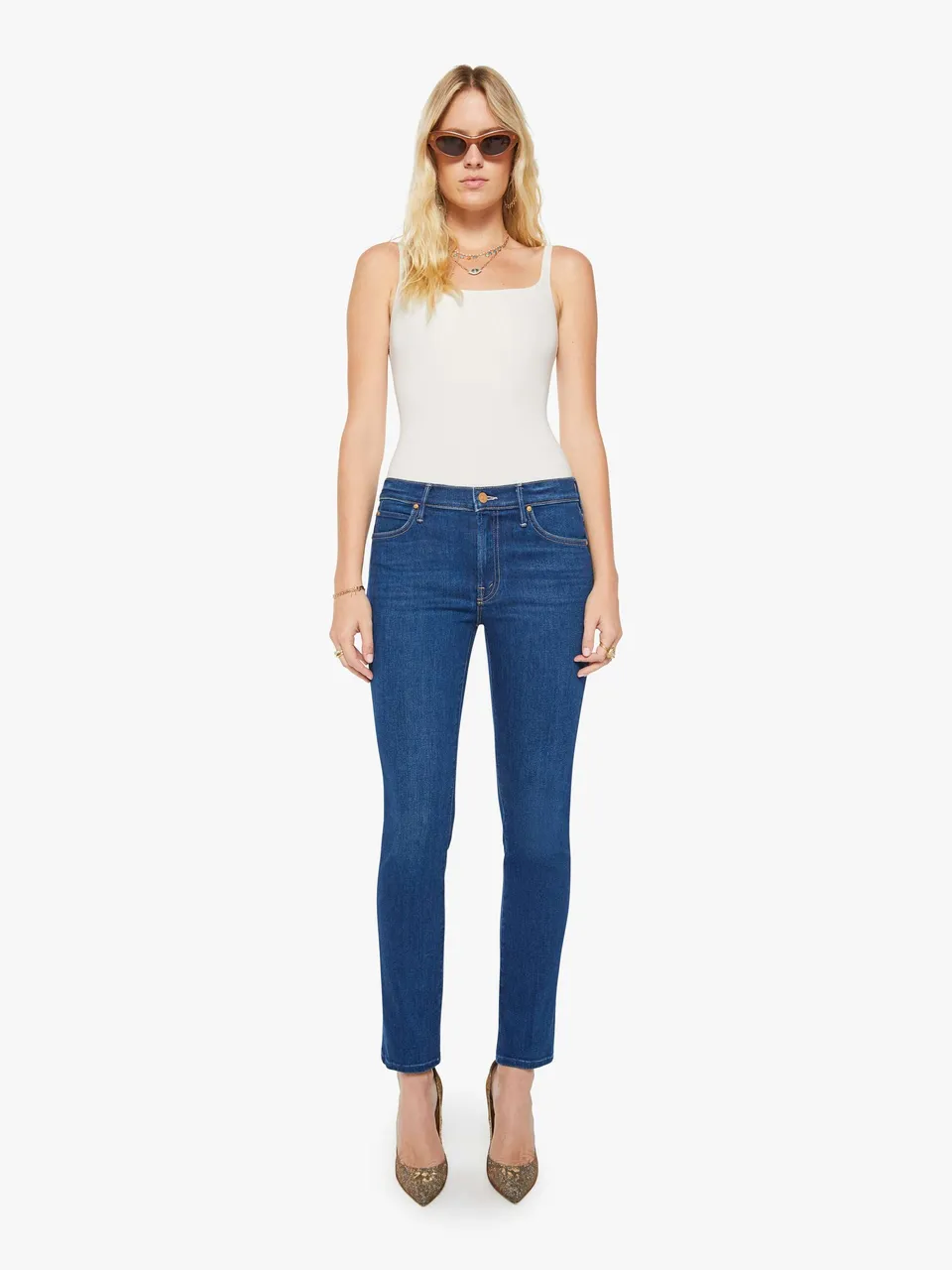 Mother Denim The Rascal Skimp Jeans Pinkies Up Mid Rise
