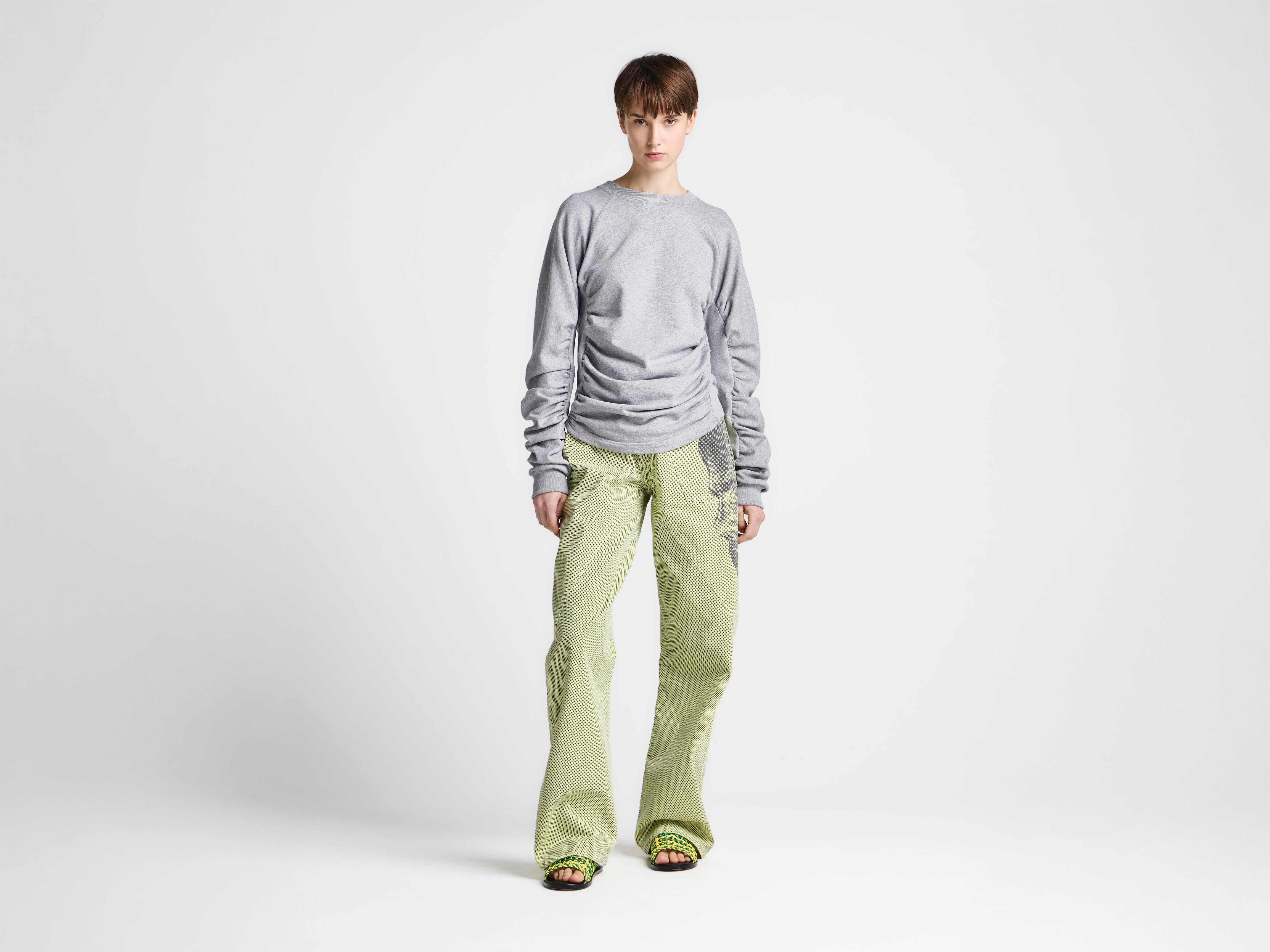 J.W.Anderson Ruched Sleeve Sweatshirt Grau Melange