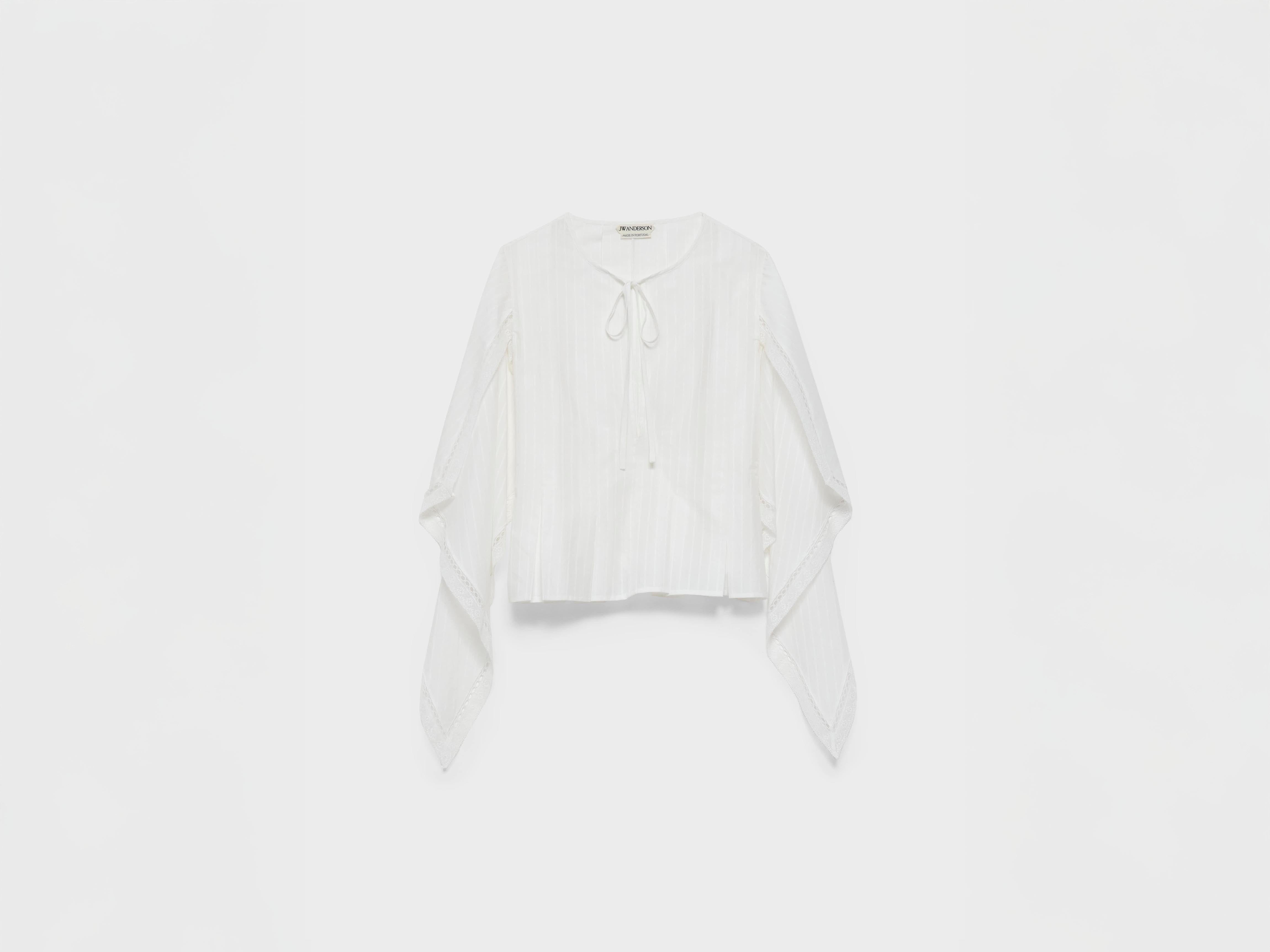 J.W.Anderson Draped Sleeve Top Weiss Baumwolle Spitze