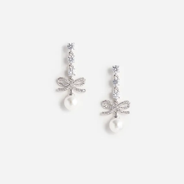 Self-Portrait Bow Crystal Charm Ohrringe Silber One Size Perle