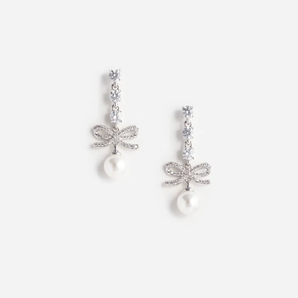 Self-Portrait Bow Crystal Charm Ohrringe Silber One Size Perle