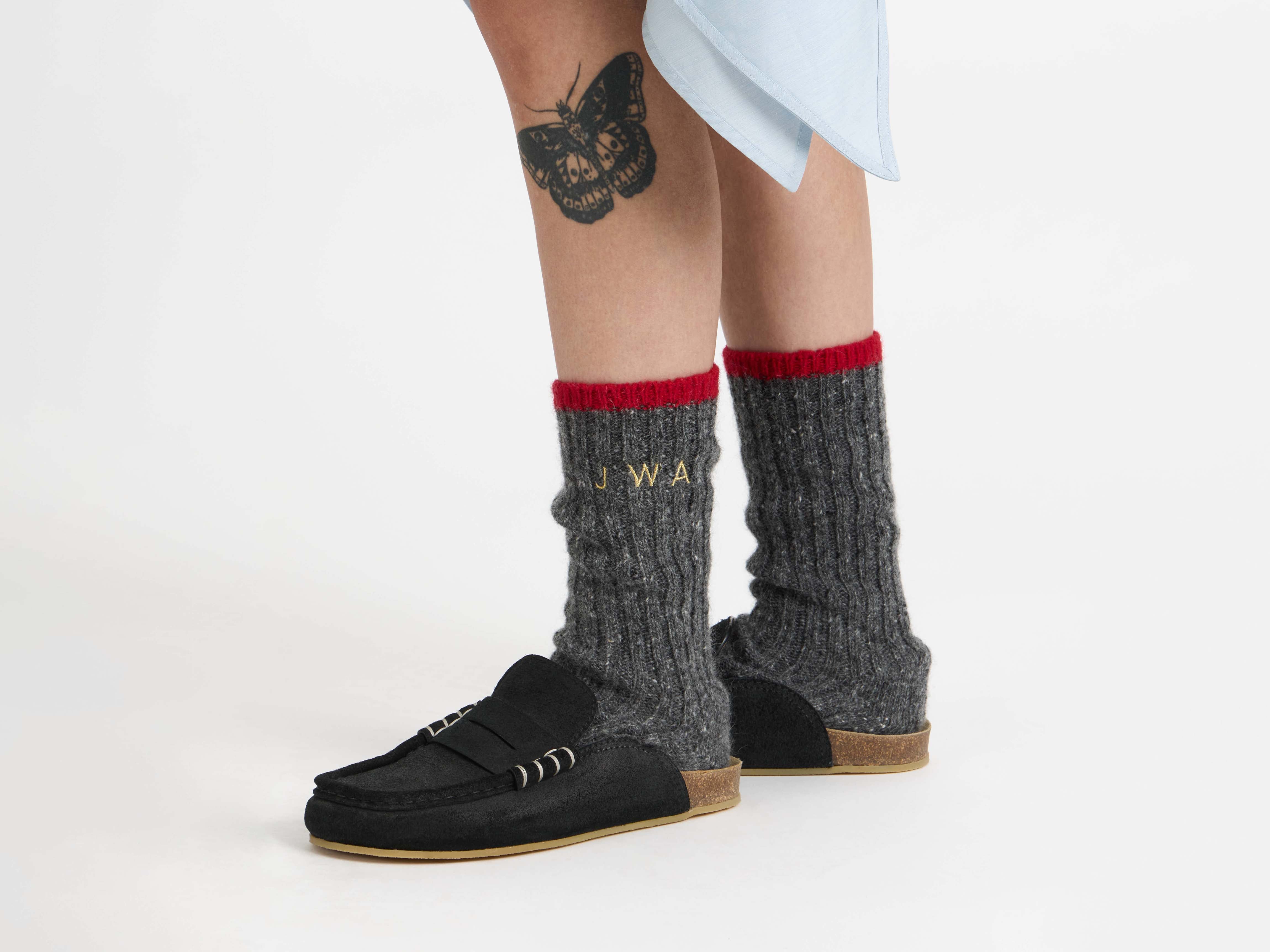 J.W.Anderson Donegal Socken Grau Melange Wolle
