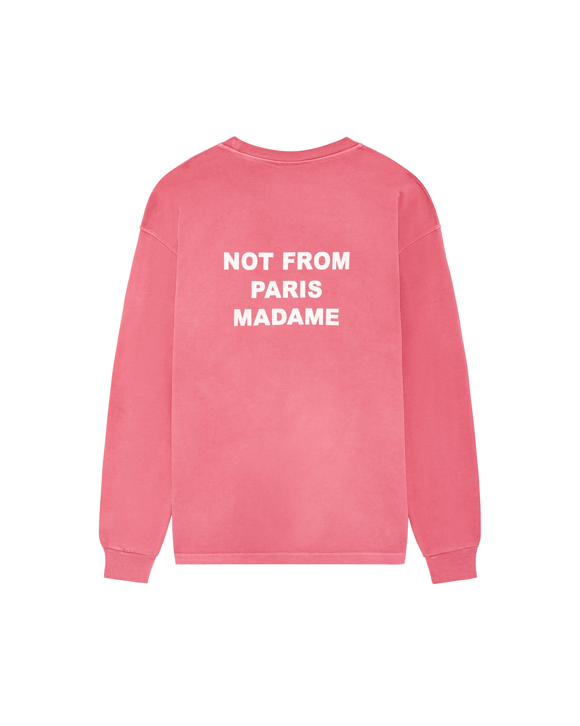 Drôle De Monsieur Washed Long Sleeve Slogan T-Shirt rosa Baumwolle