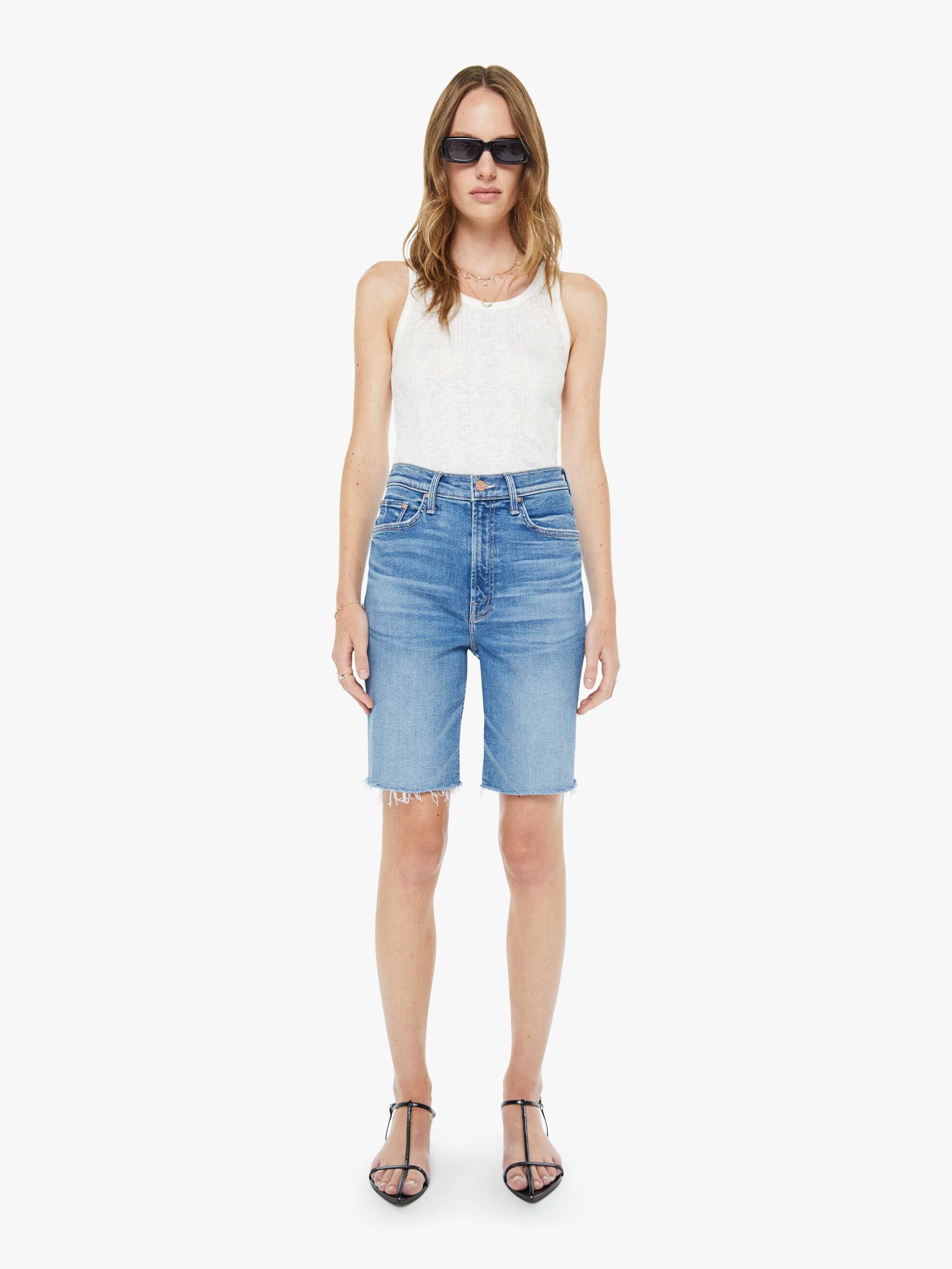 Mother High Waisted Rider Bermuda Shorts Float My Boat