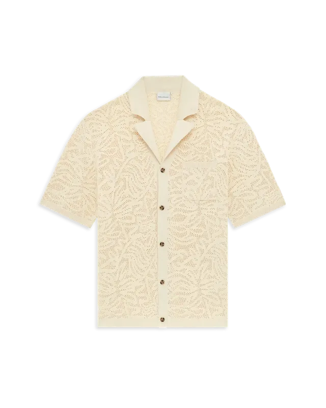 Drôle De Monsieur Dentelle Strickhemd Off-White Baumwolle