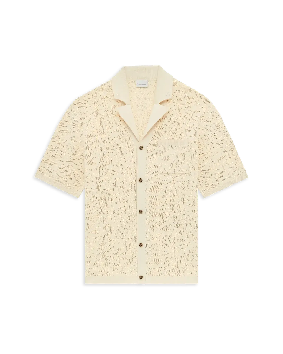 Drôle De Monsieur Dentelle Strickhemd Off-White Baumwolle