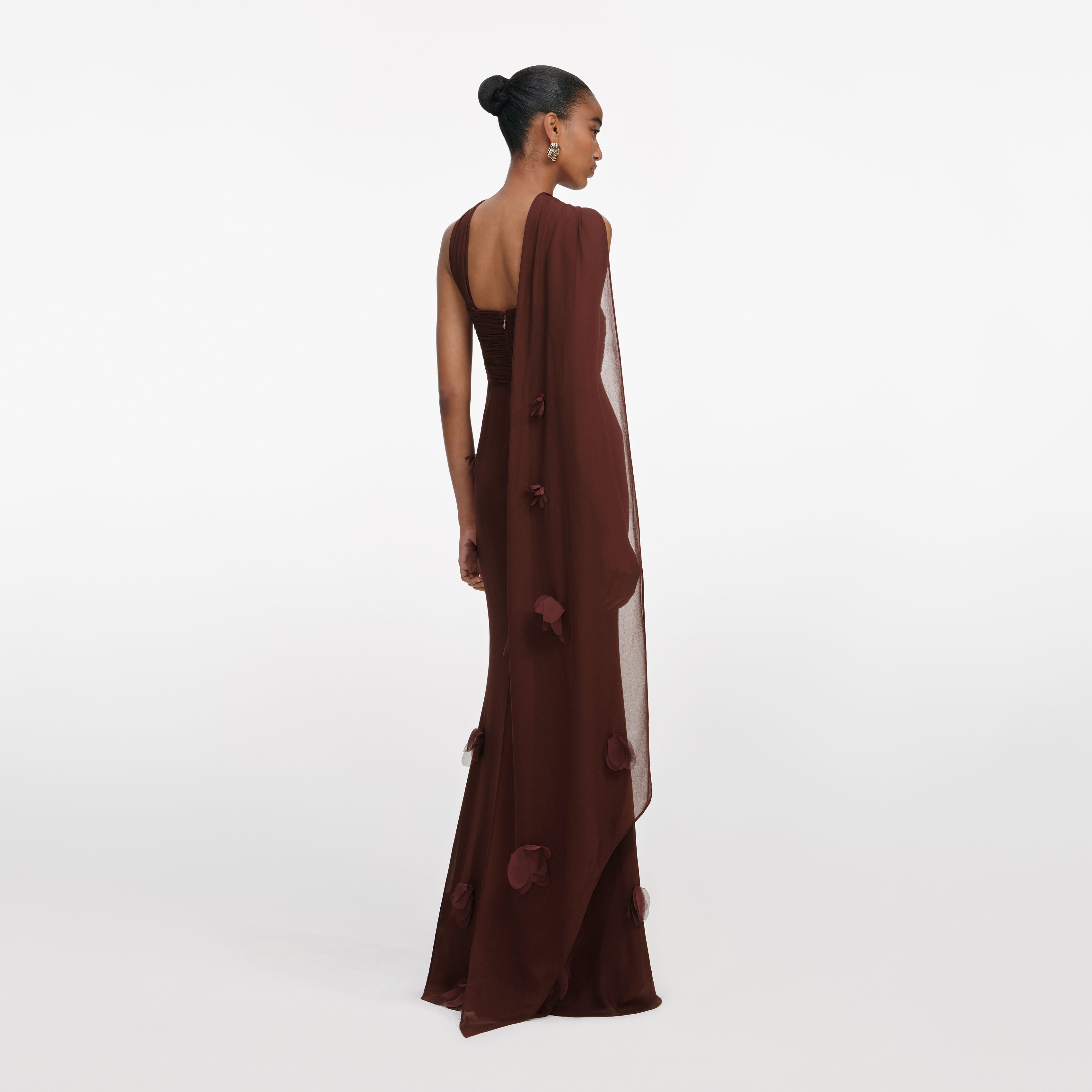 Self Portrait Brown Georgette Flower Maxikleid Braun UK 6