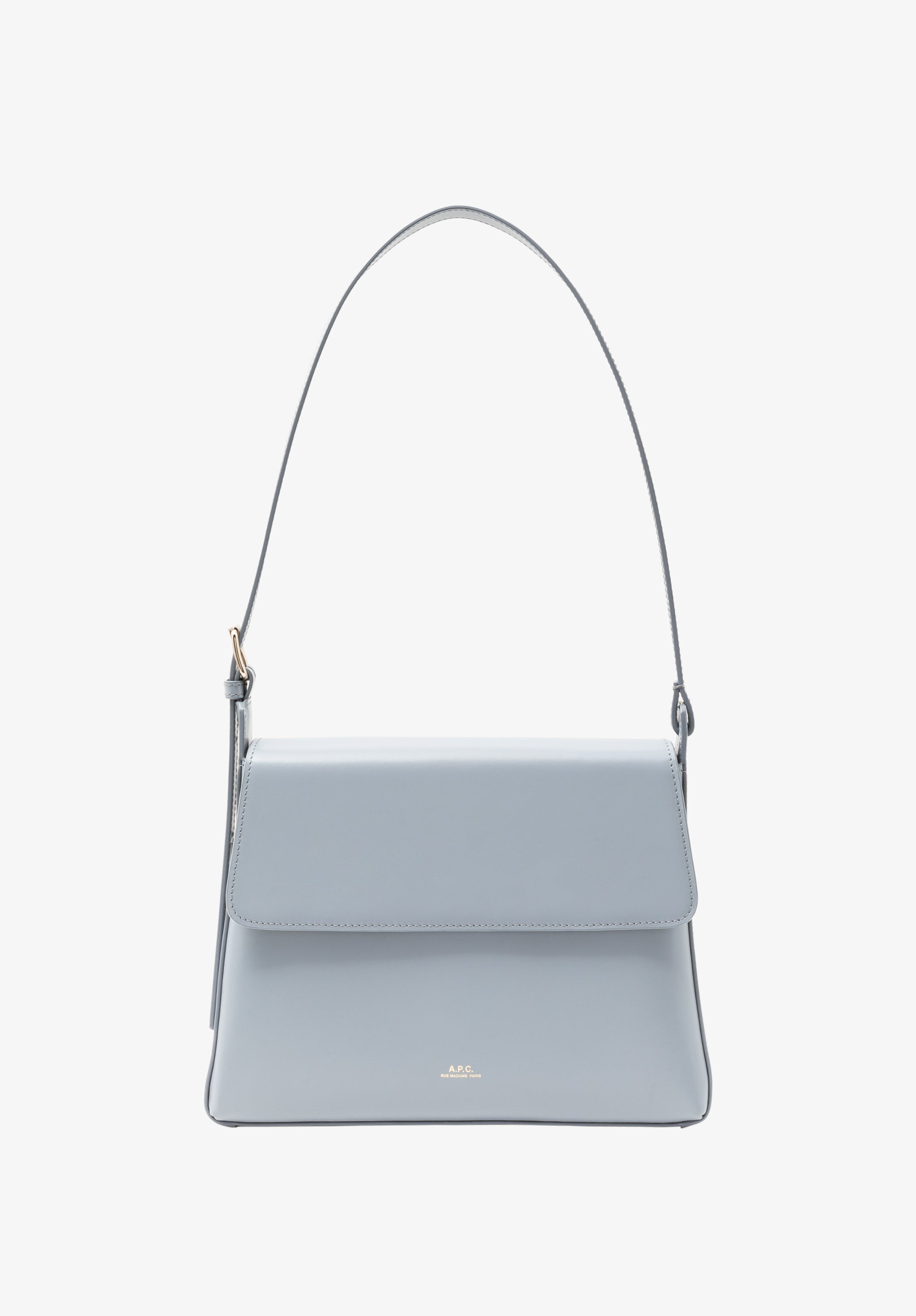 A.P.C. Virginie Flap Tasche blau Glattleder 25x18x8 cm