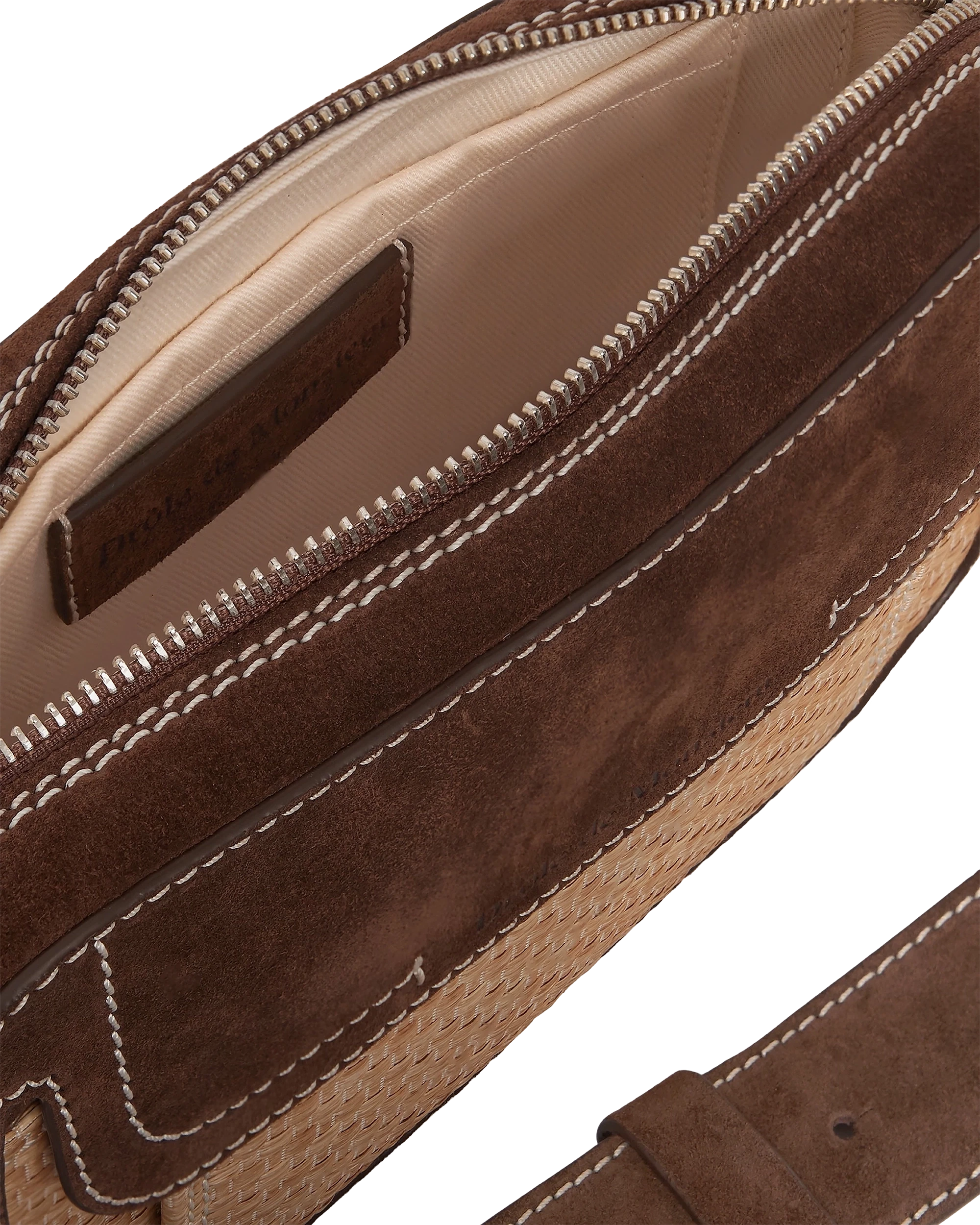 Drôle De Monsieur Sacoche Surpiquée Tasche Gelb Raffia Leder