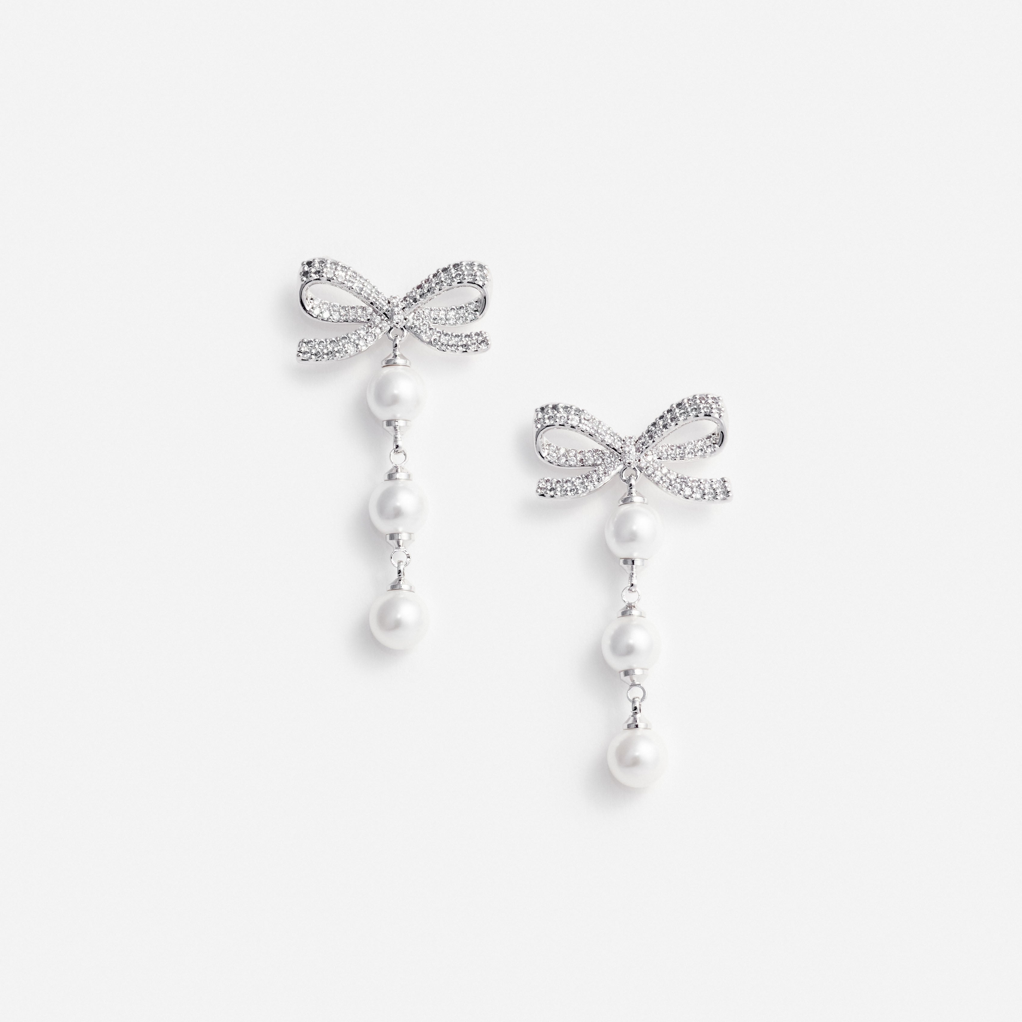 Self Portrait Bow Tiered Pearl Ohrringe Silber