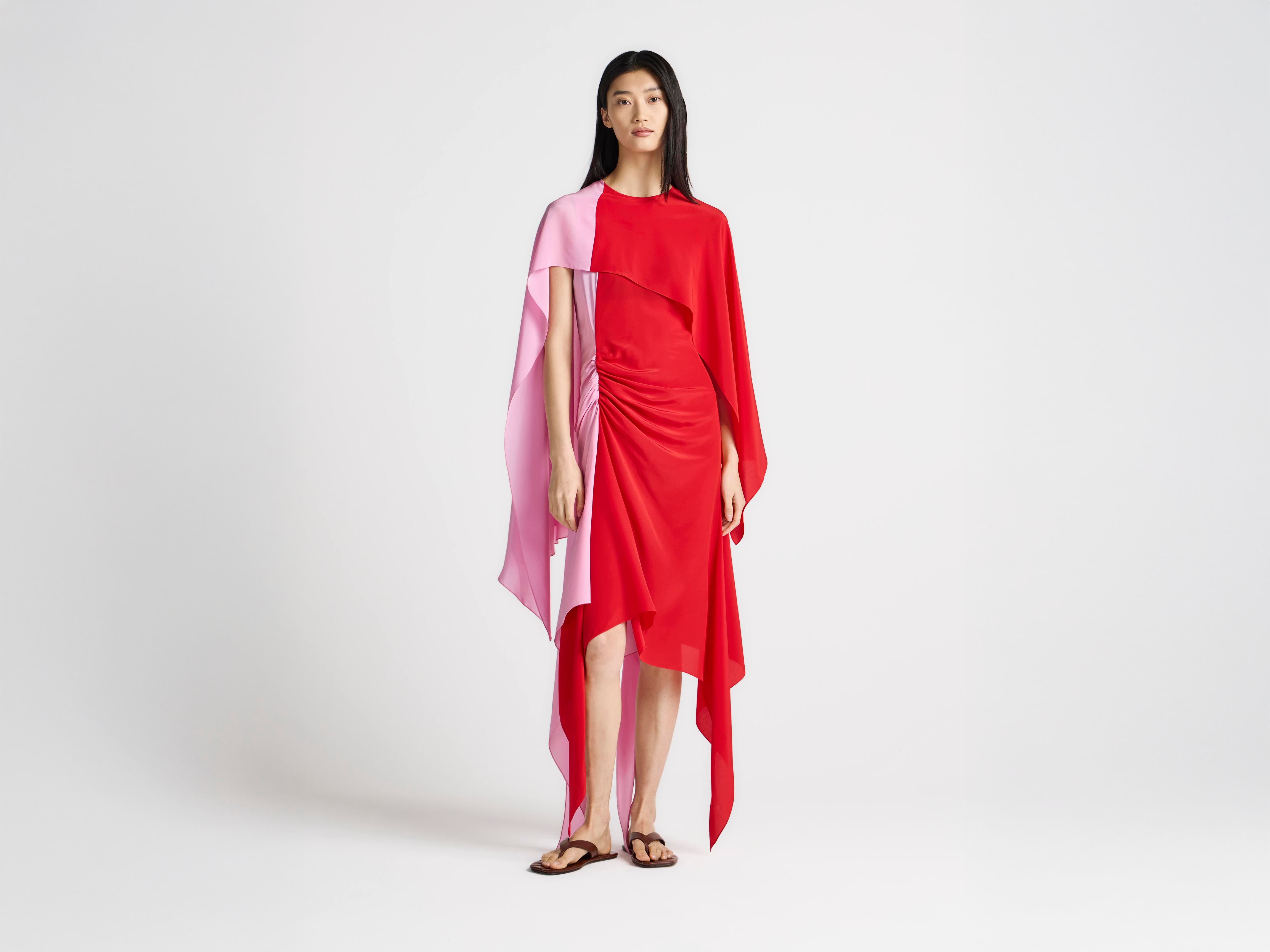 J.W. Anderson Cape Seidenkleid Rot Pink Damen