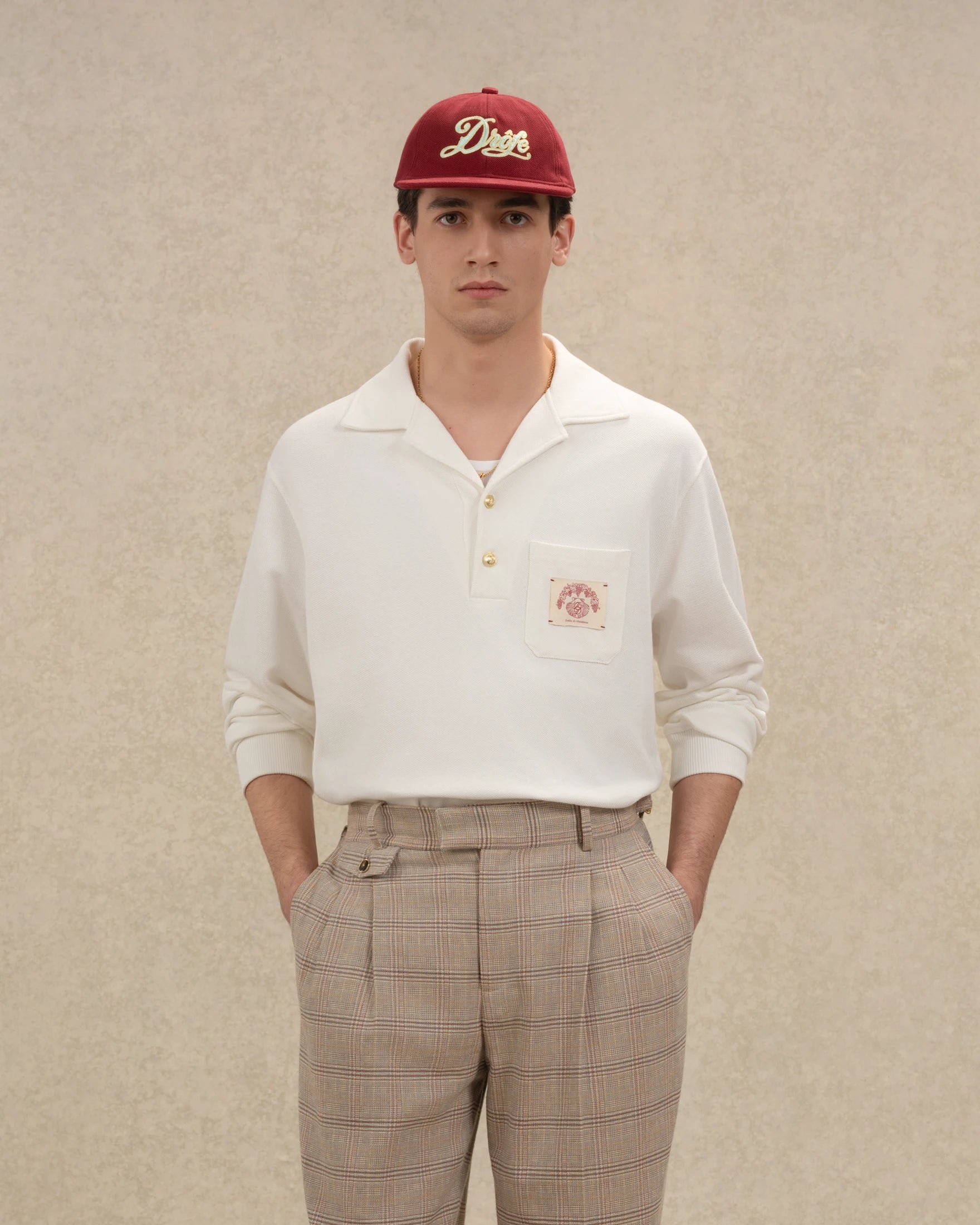 Drôle De Monsieur Polo D Miroir Shell Poloshirt Off-White Langarm Baumwolle