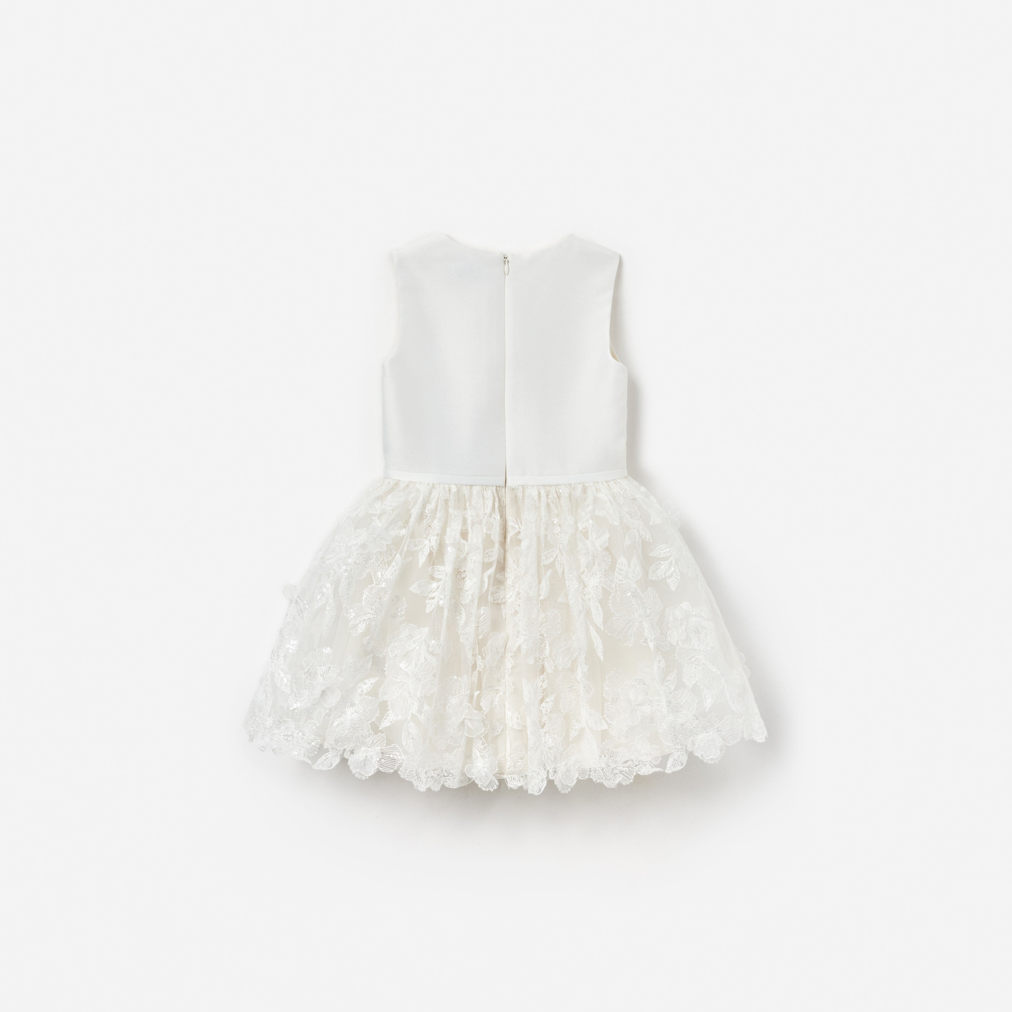 Self Portrait Satin Tüllkleid Creme Blumen Mädchen Schleife