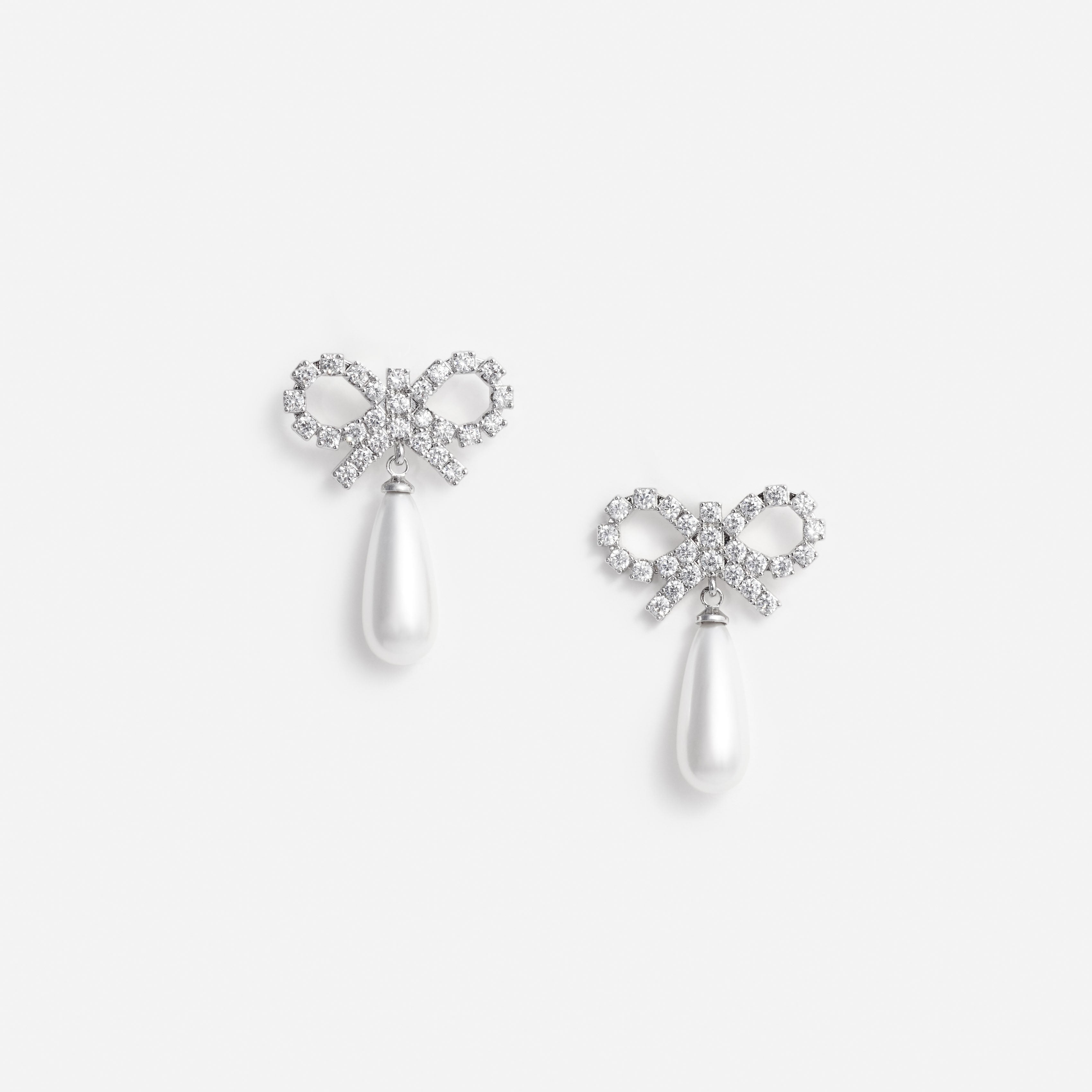 Self Portrait Jewellery Crystal Bow Ohrringe Creme One Size