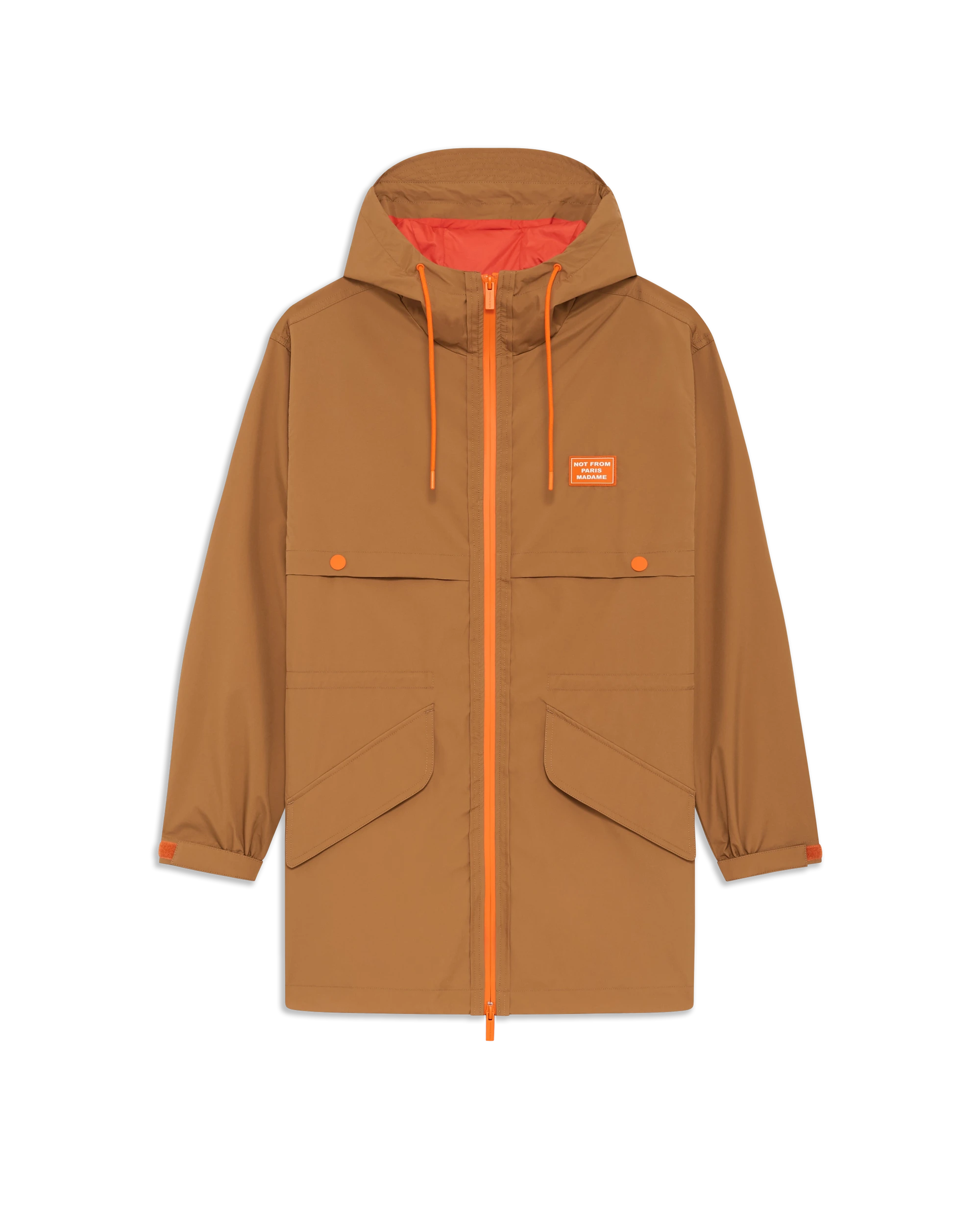 Drôle De Monsieur Slogan Windbreaker Parka Jacke Braun Polyester