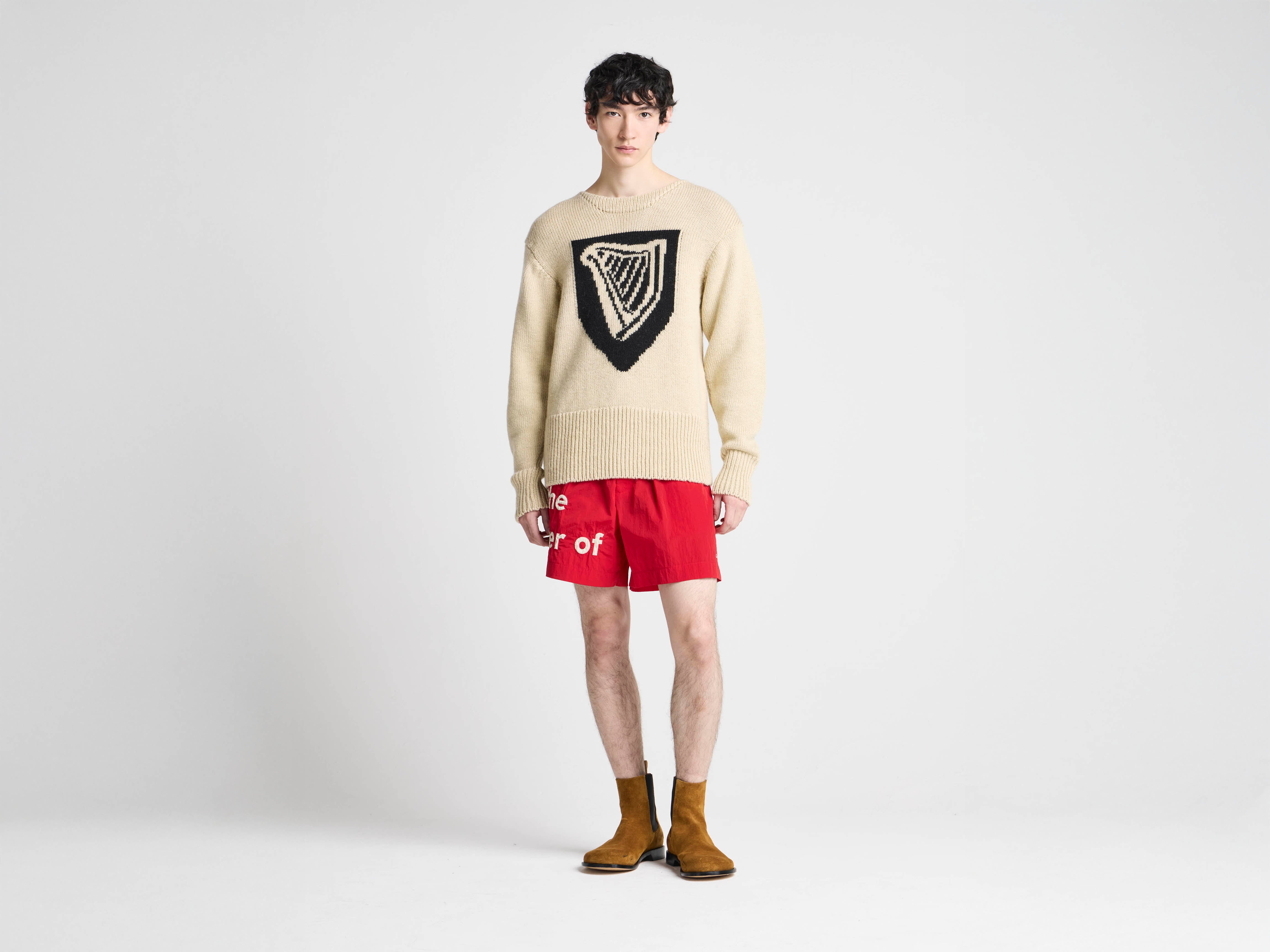 J.W. Anderson x Guinness Shield Harp Pullover Ivory Wolle
