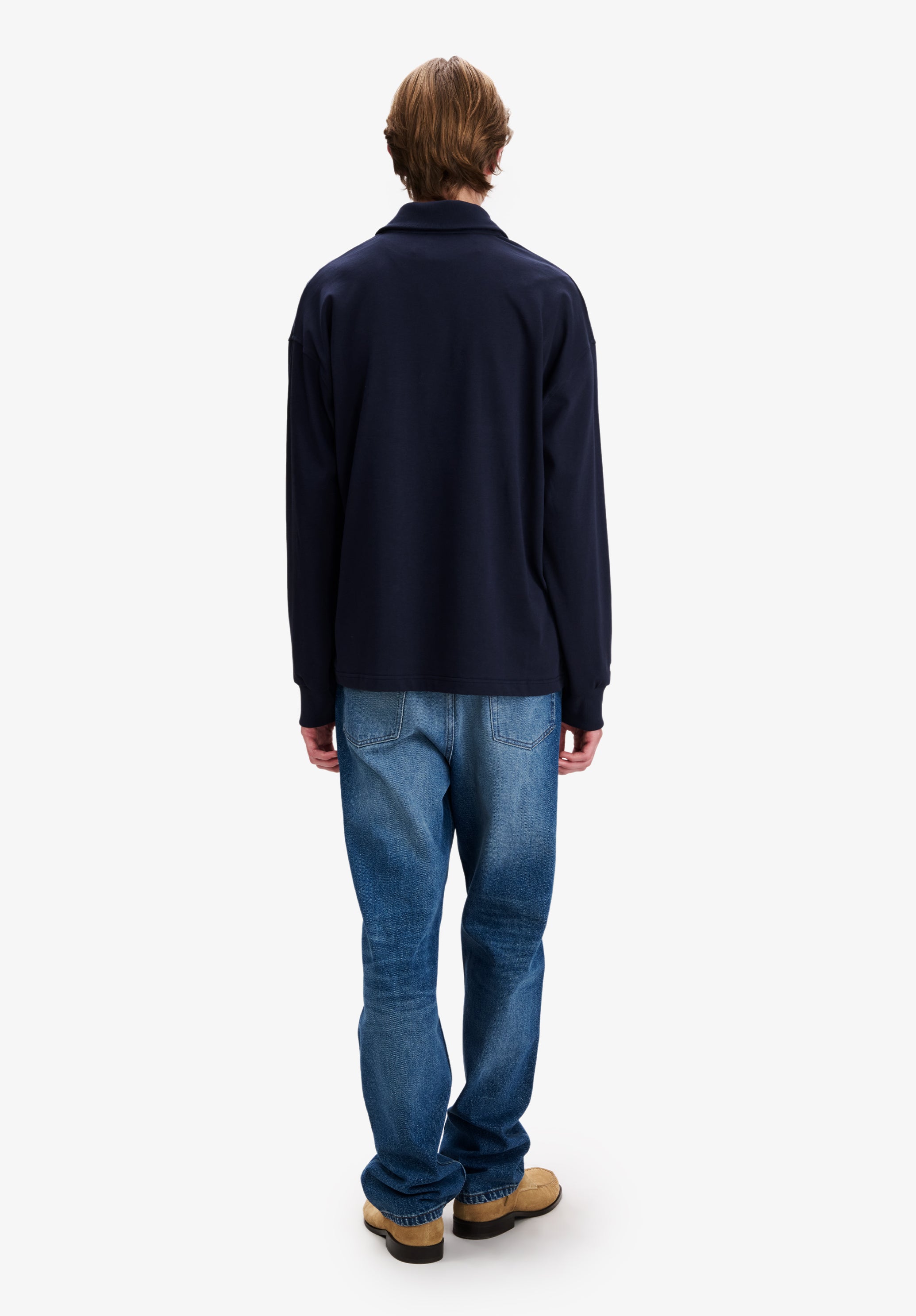 A.P.C. Rugbypolo T-Shirt marineblau Bio-Baumwolle