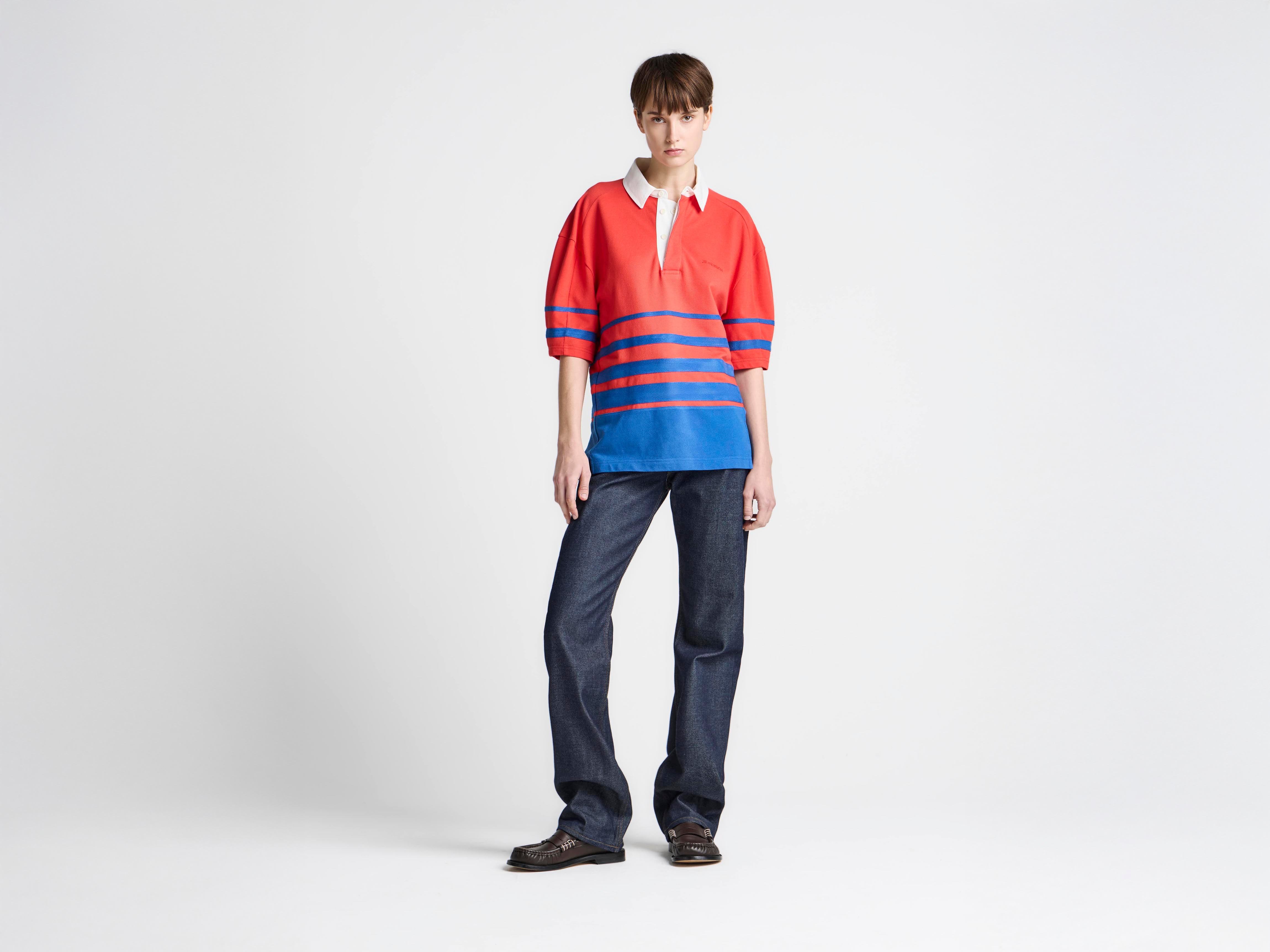 J.W.Anderson Striped Rugby Polo Shirt Rot Blau Damen