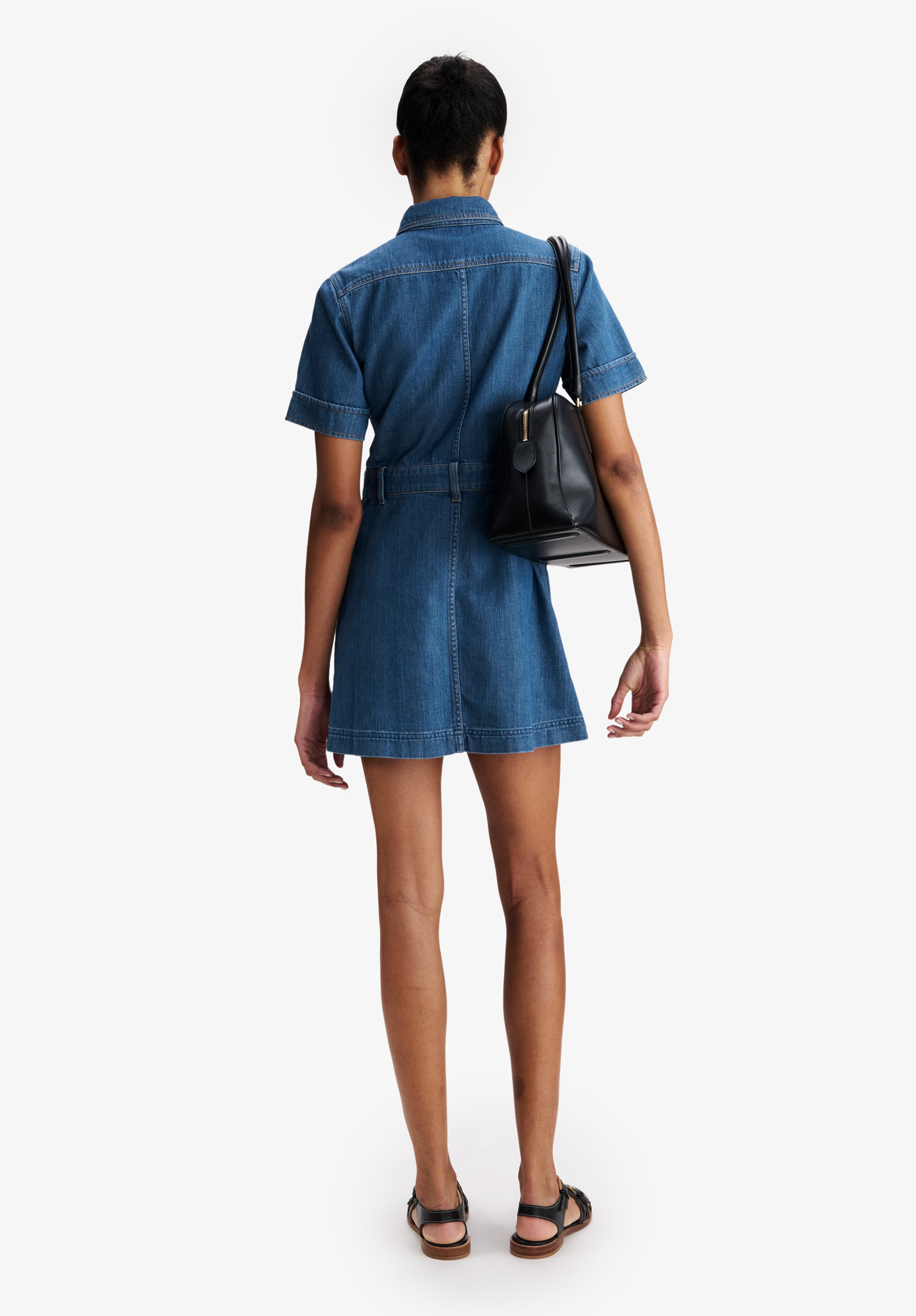 A.P.C. Denim-Kleid verwaschen mit Taschen Bio-Baumwolle