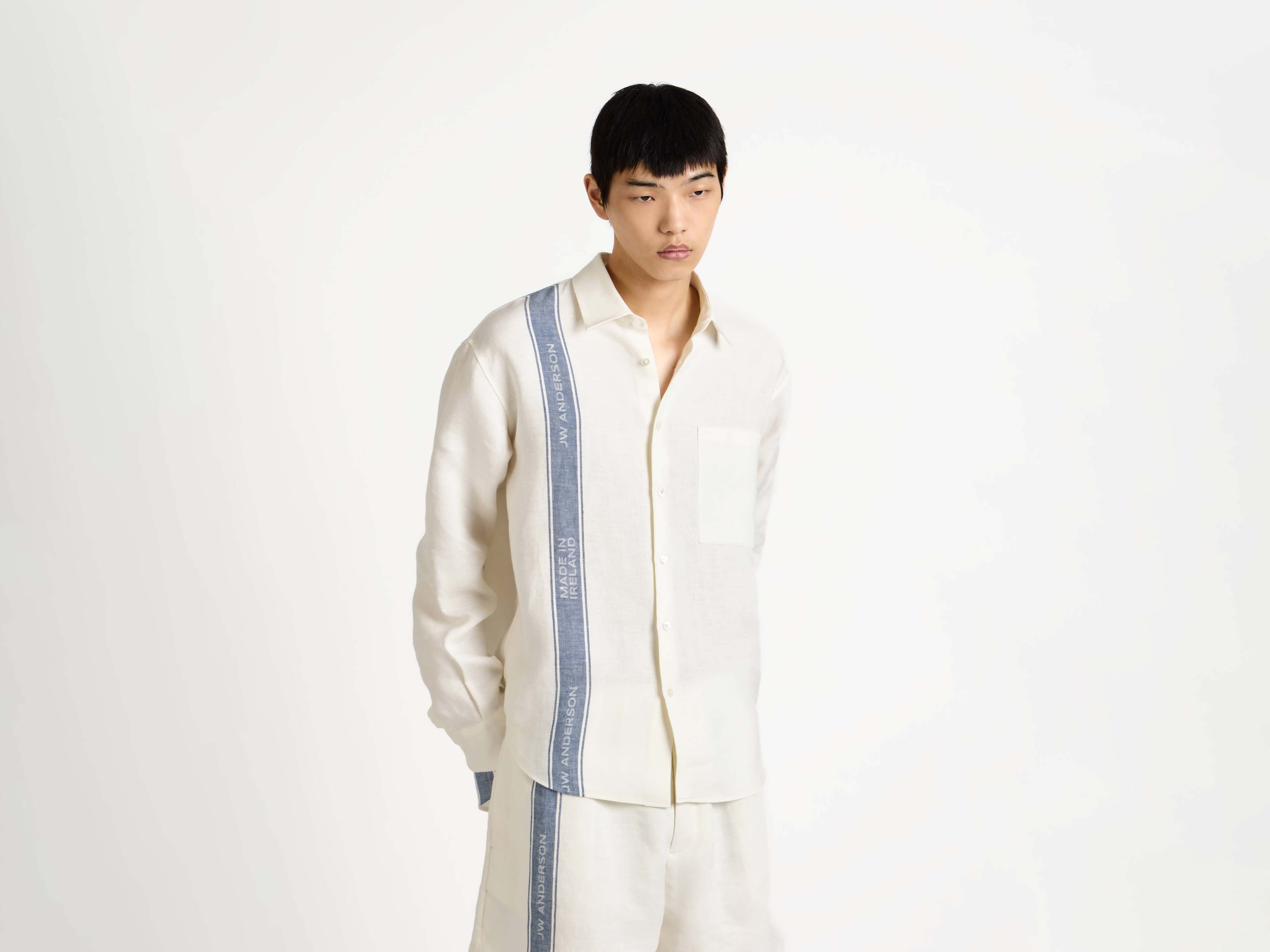 J.W.Anderson Hemd Herren Off-White Blau Irish Linen