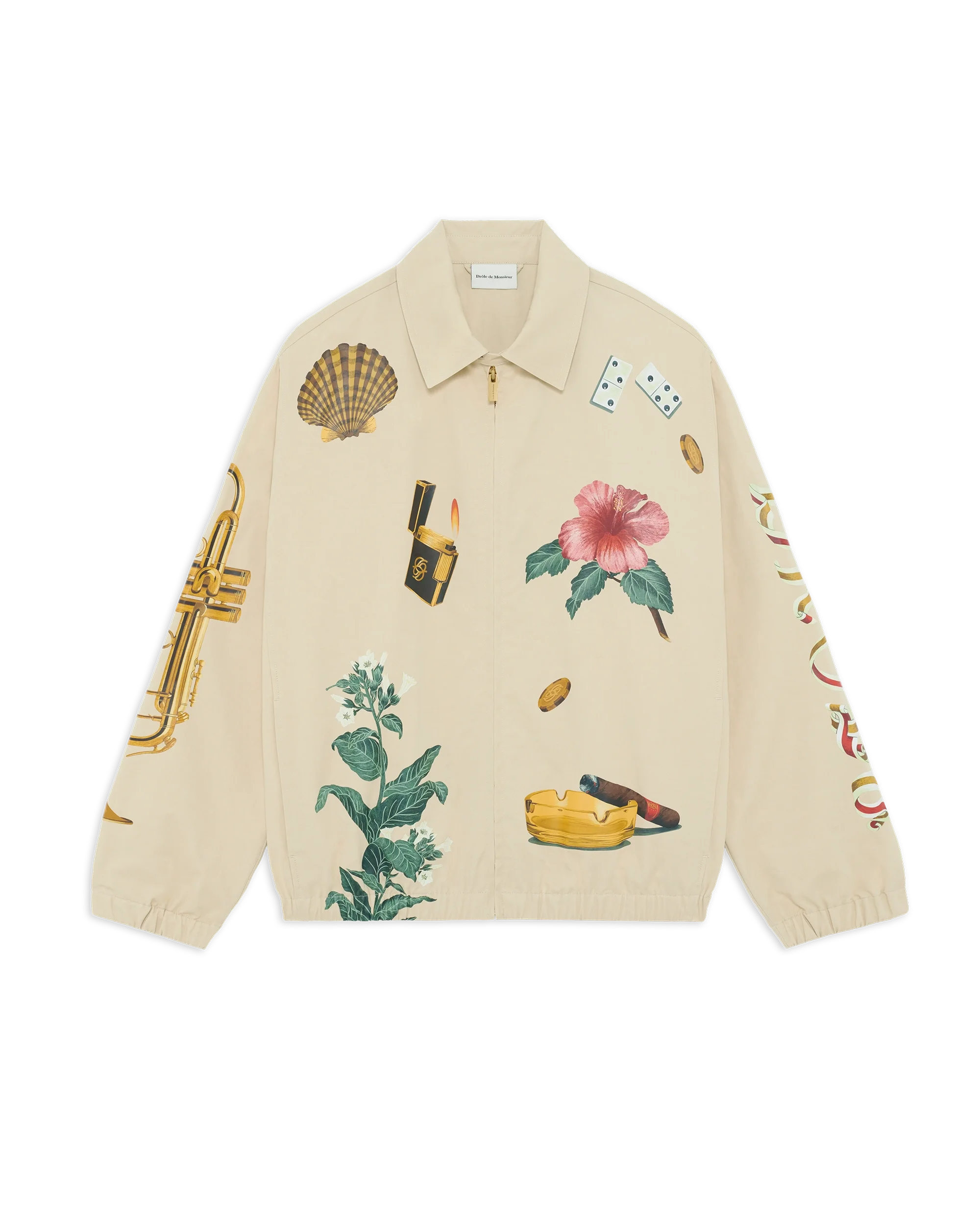 Drôle De Monsieur Blouson Cuba Jacke Dark Sand Baumwolle Print