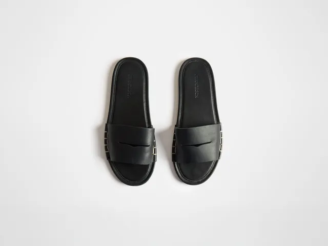 J.W.Anderson Loafer Slides Schuhe Schwarz Leder Herren