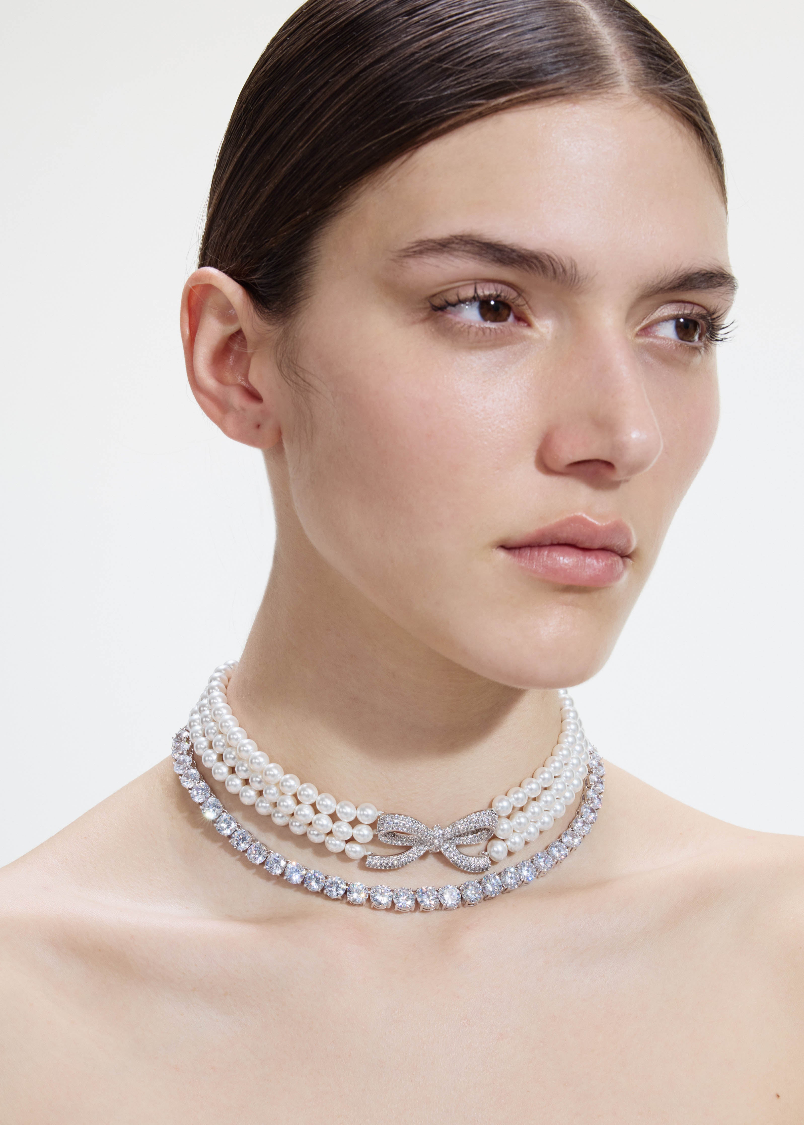 Self Portrait Pearl Crystal Choker Creme