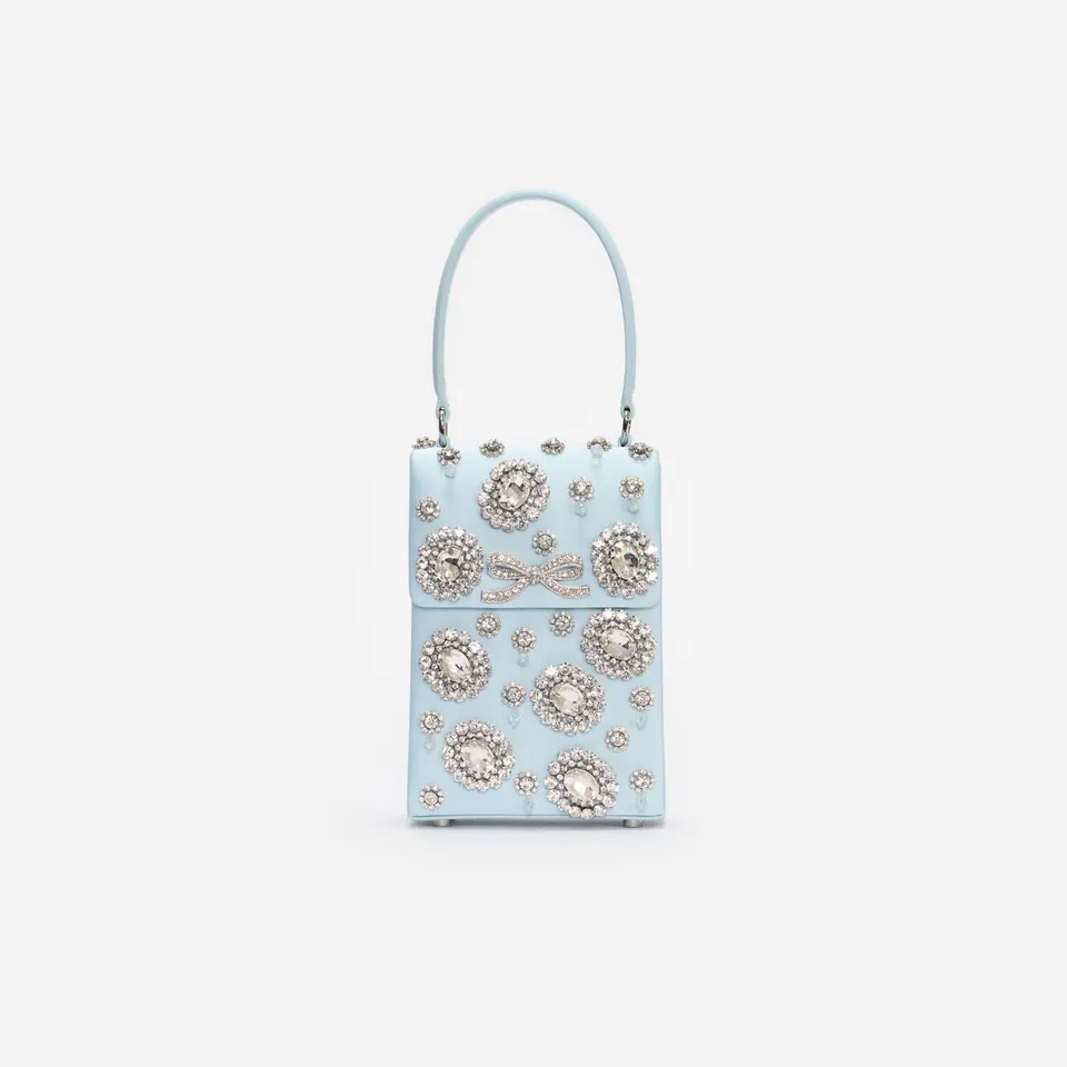 Self Portrait Blue Satin Crystal Mini Tasche blau