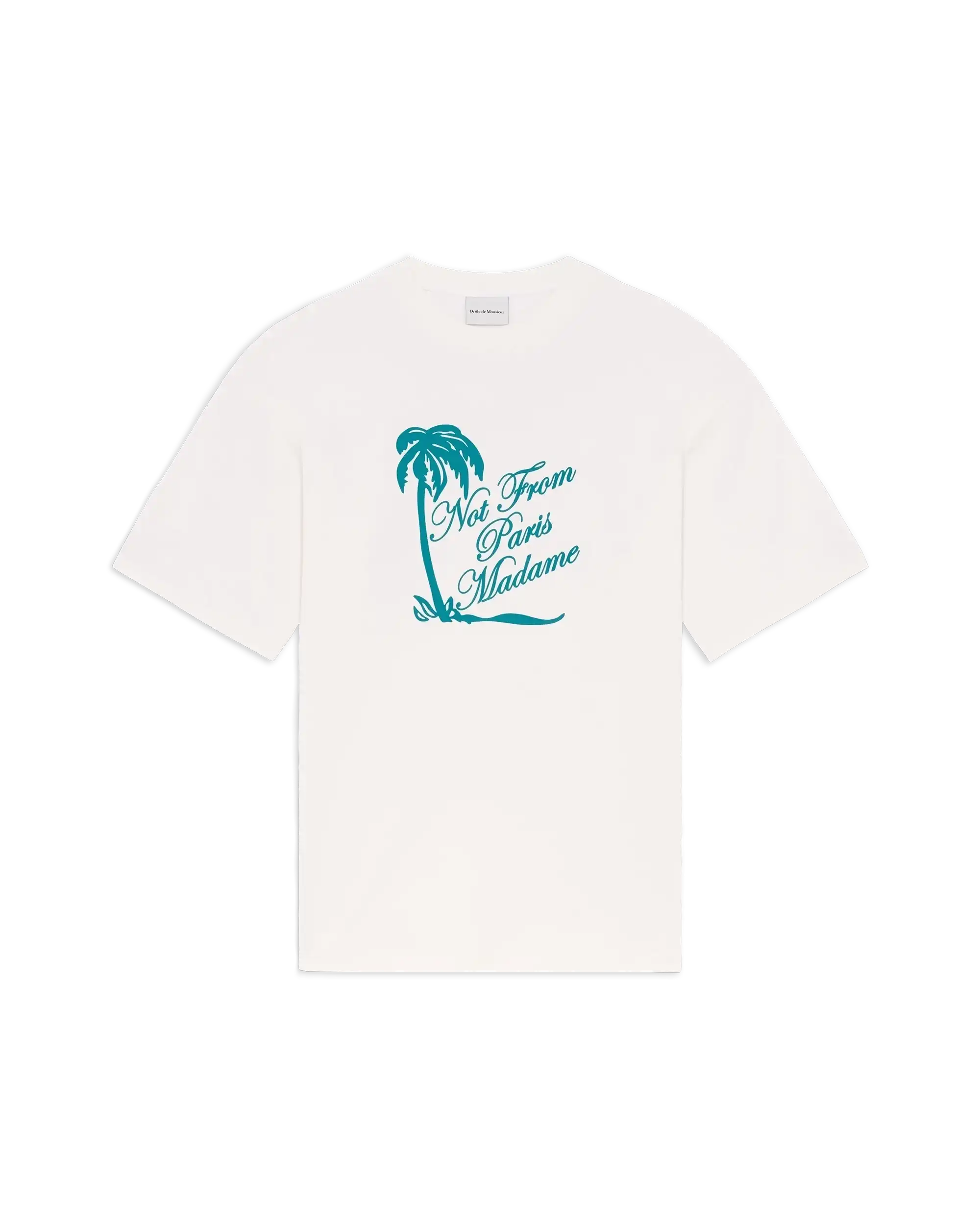 Drôle De Monsieur Slogan Palmiers T-Shirt Off White Baumwolle