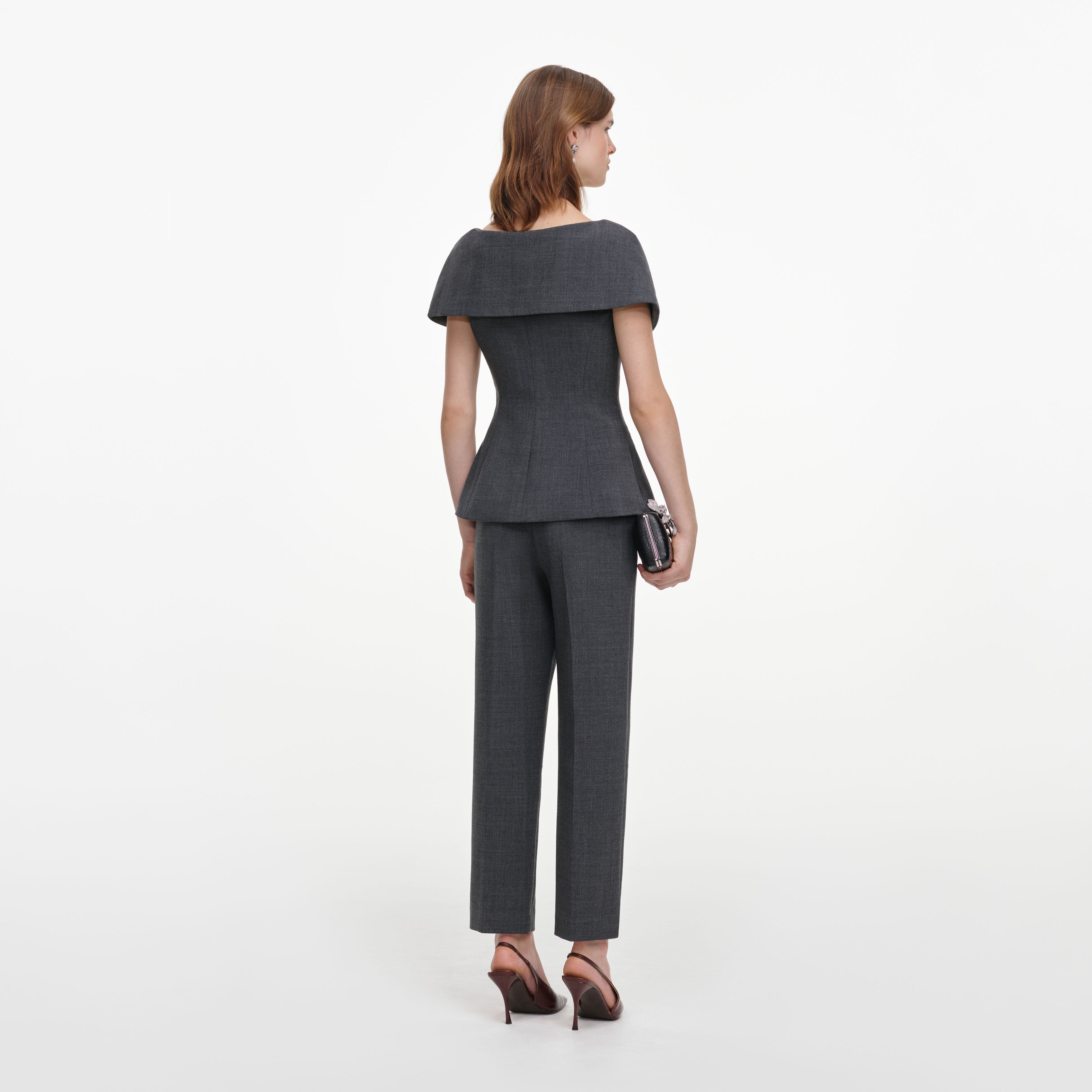 Self Portrait Grey Tailored Brooch Jumpsuit Grau