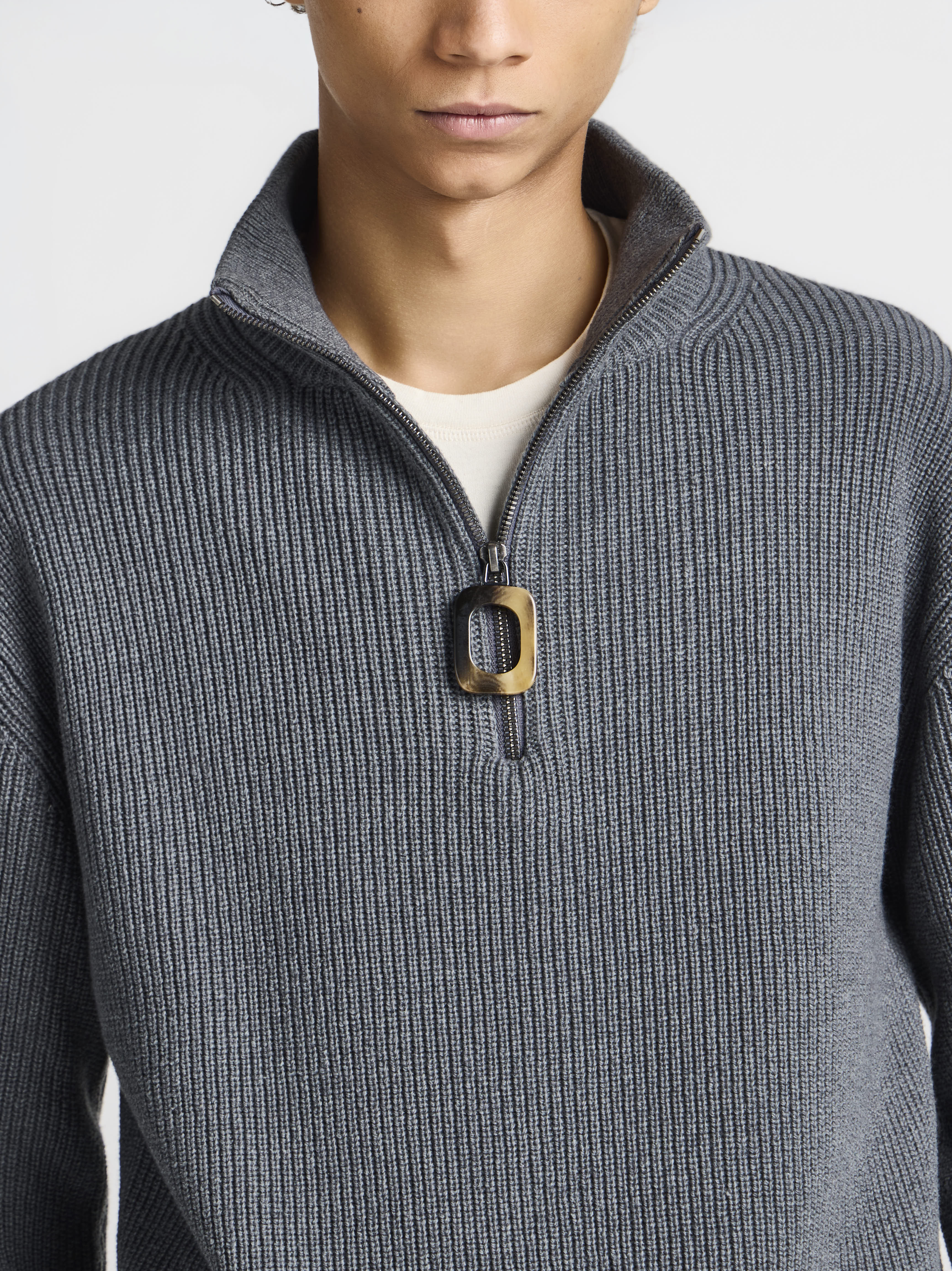 J.W.Anderson Knitwear Half Zip Jumper Pullover Steel