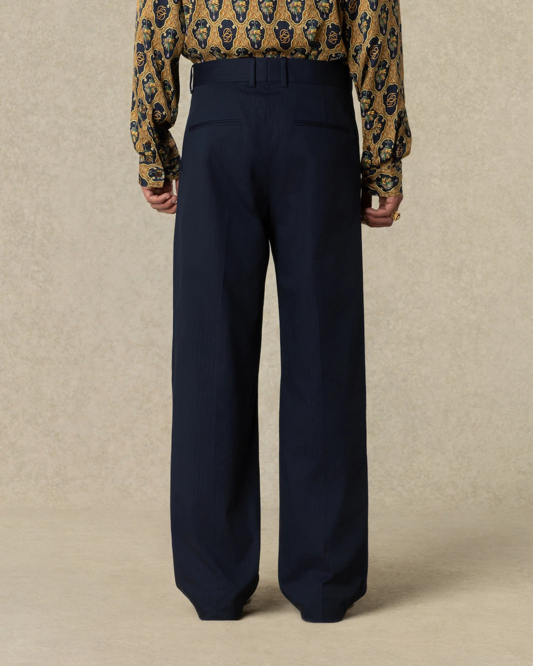 Drôle De Monsieur Golfer Cotton Pants Stoffhose Navy Falten