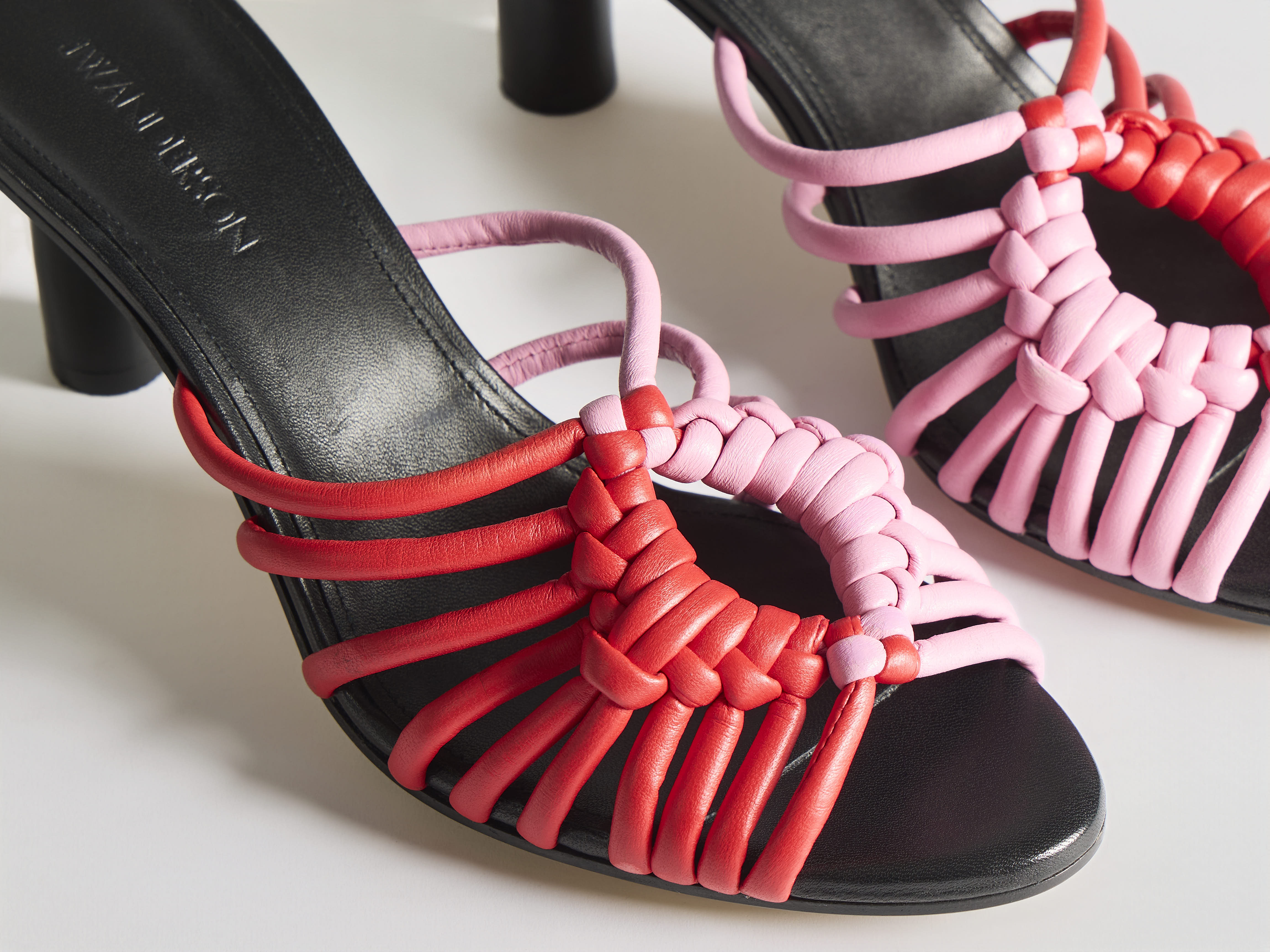 J.W.Anderson Woven Heeled Plot Sandale Rot Pink Leder