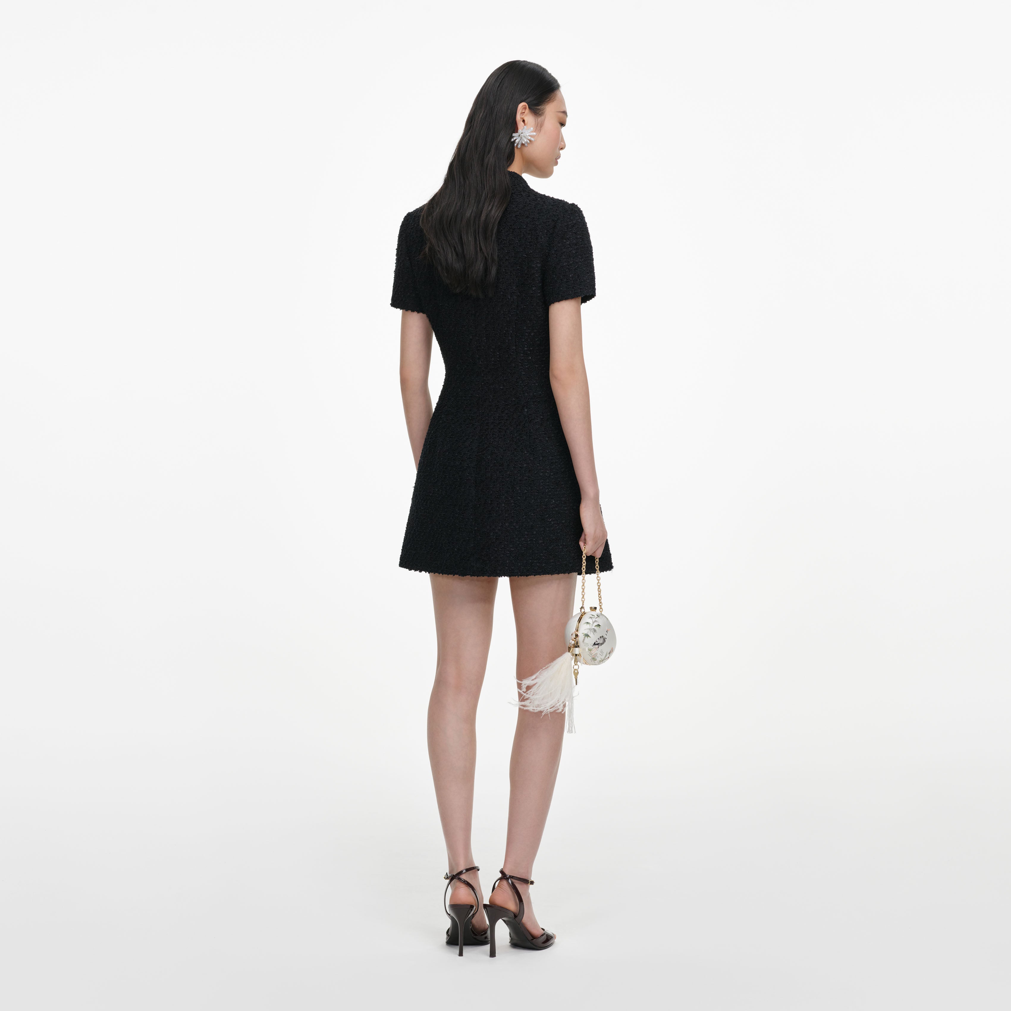 Self Portrait Black Boucle Flower Mini Dress Minikleid Schwarz