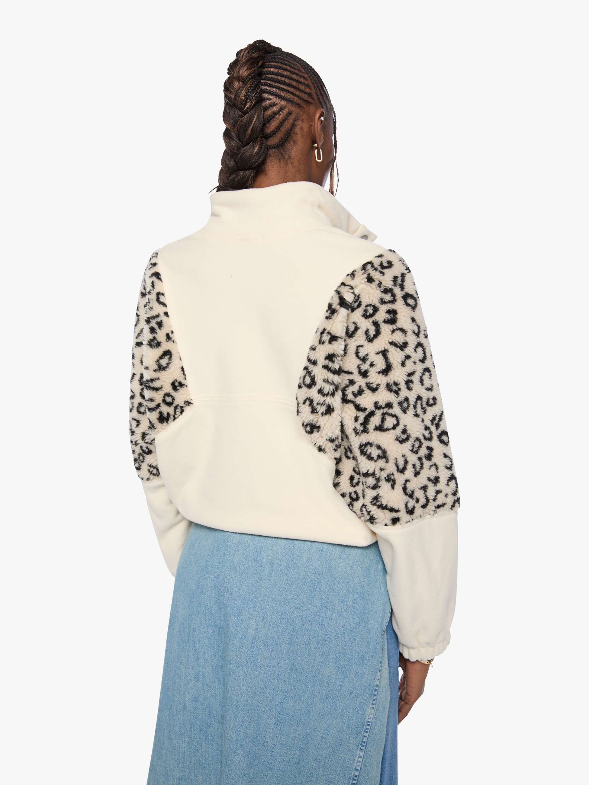 Mother The Funnel Neck Drop Inset Sweatshirt Creme-Weiß Leo
