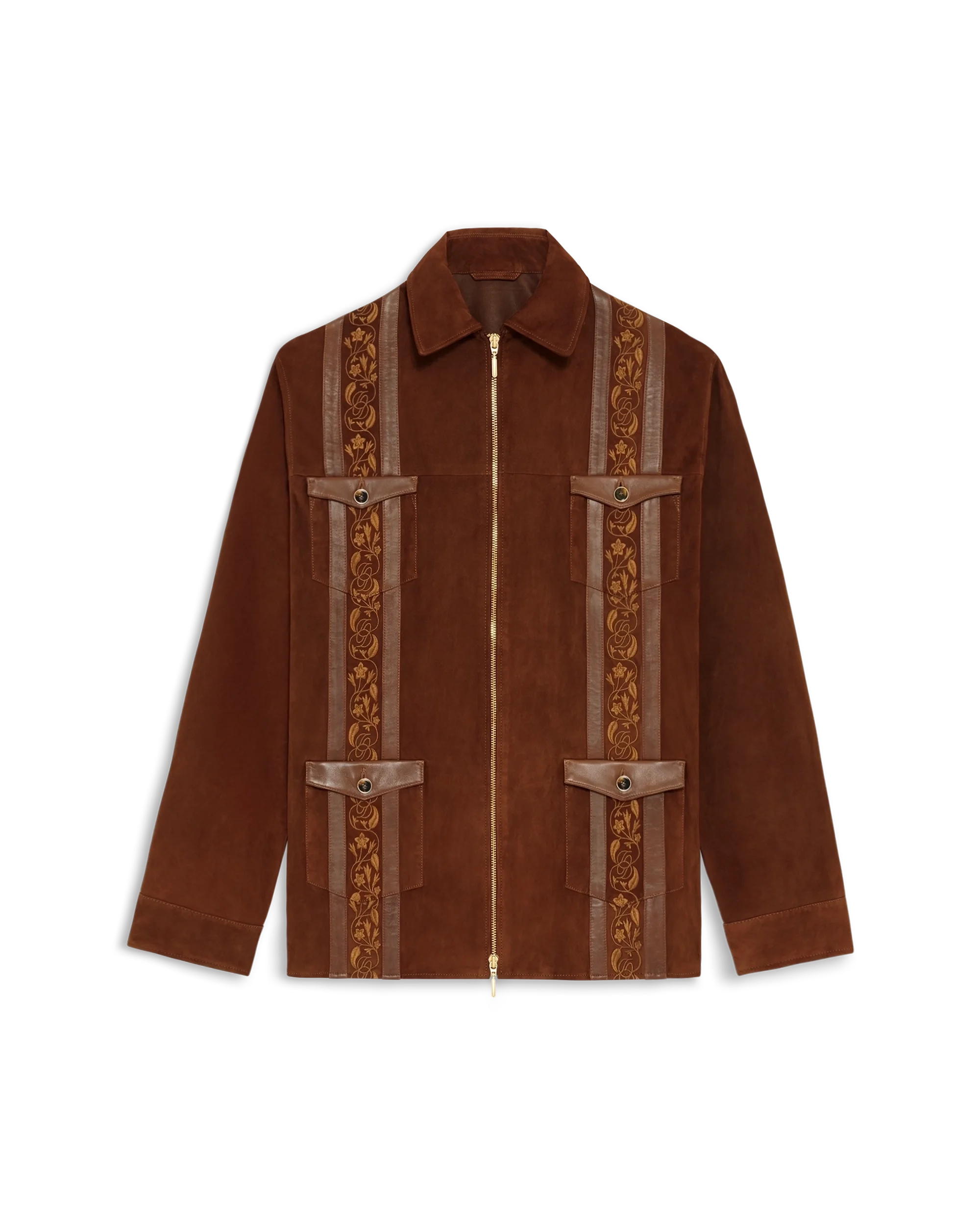 Drôle De Monsieur Suède Lederjacke braun bestickt