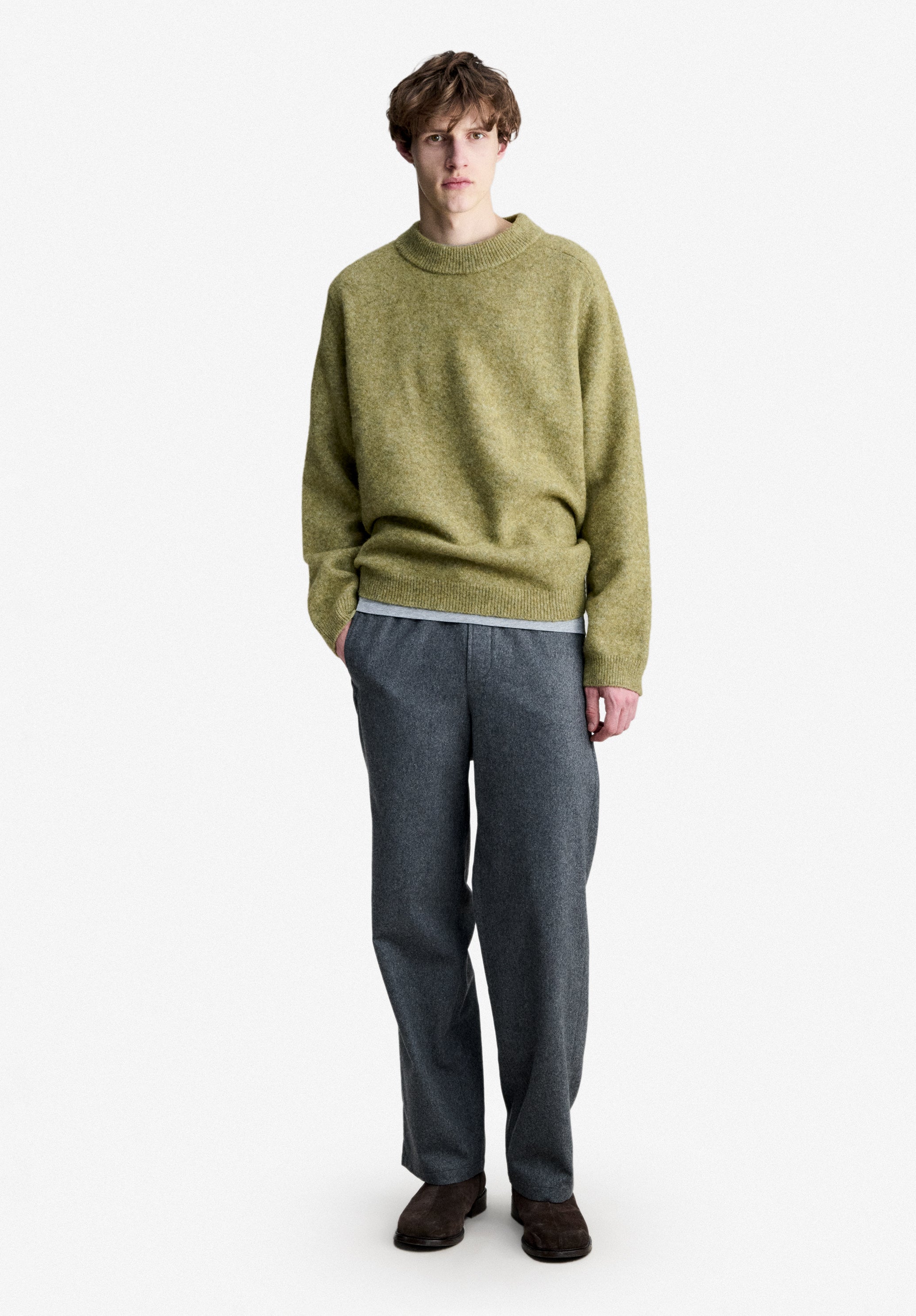 A.P.C. Strickpullover Weit Hellkhaki Rundhals