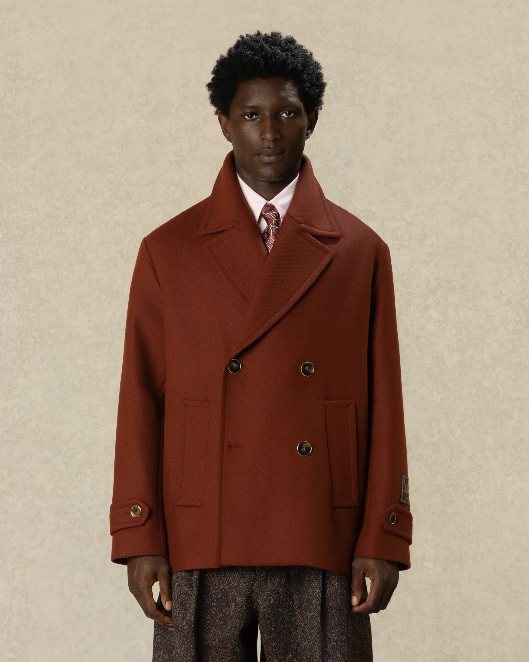 Drôle De Monsieur Wool Peacoat Wollmantel Rot Zweireihig