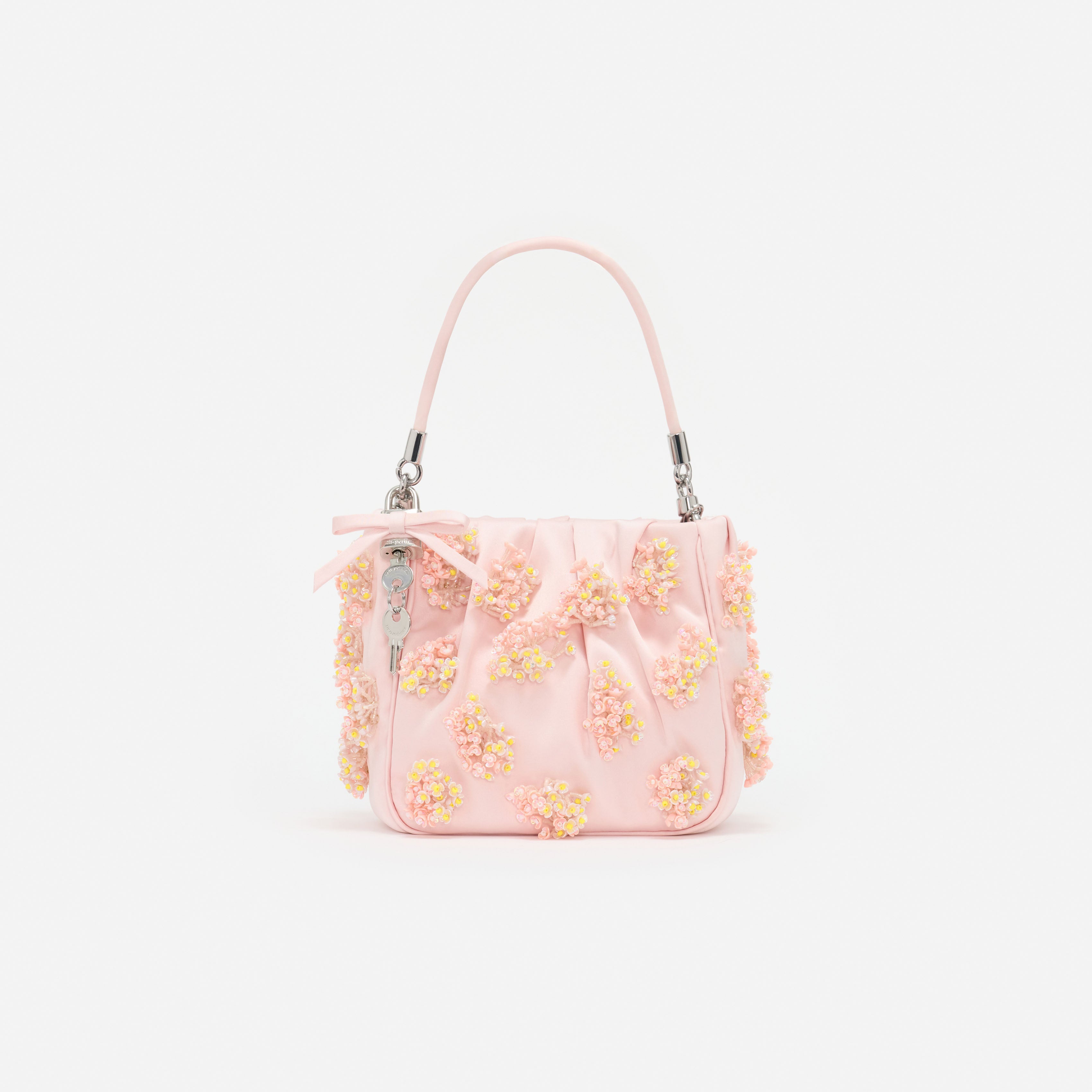 Self Portrait Satin Floral Tote Pink Beaded Stickerei
