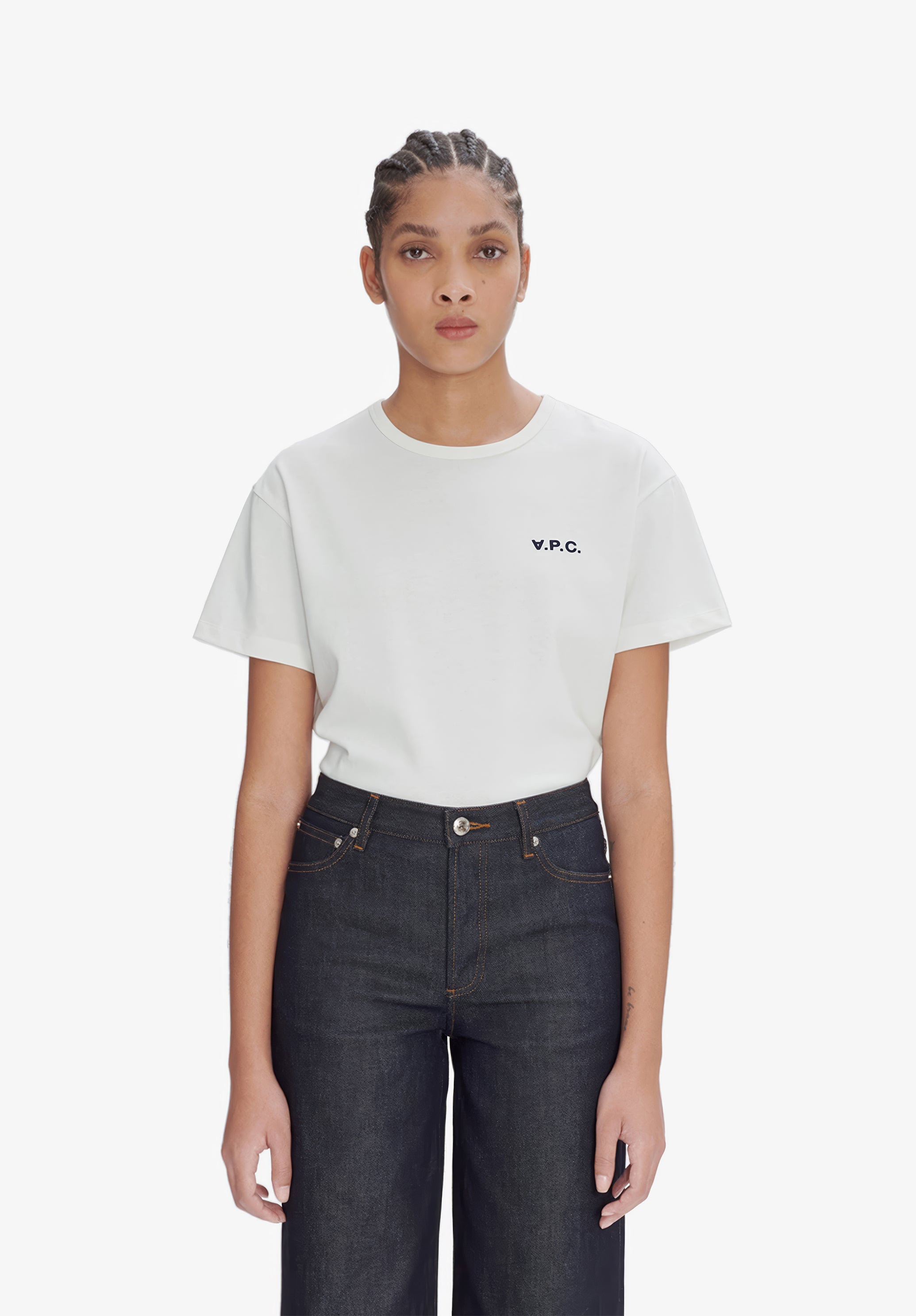 A.P.C. Boxy Micro Logo T-Shirt schwarz Bio-Baumwolle L